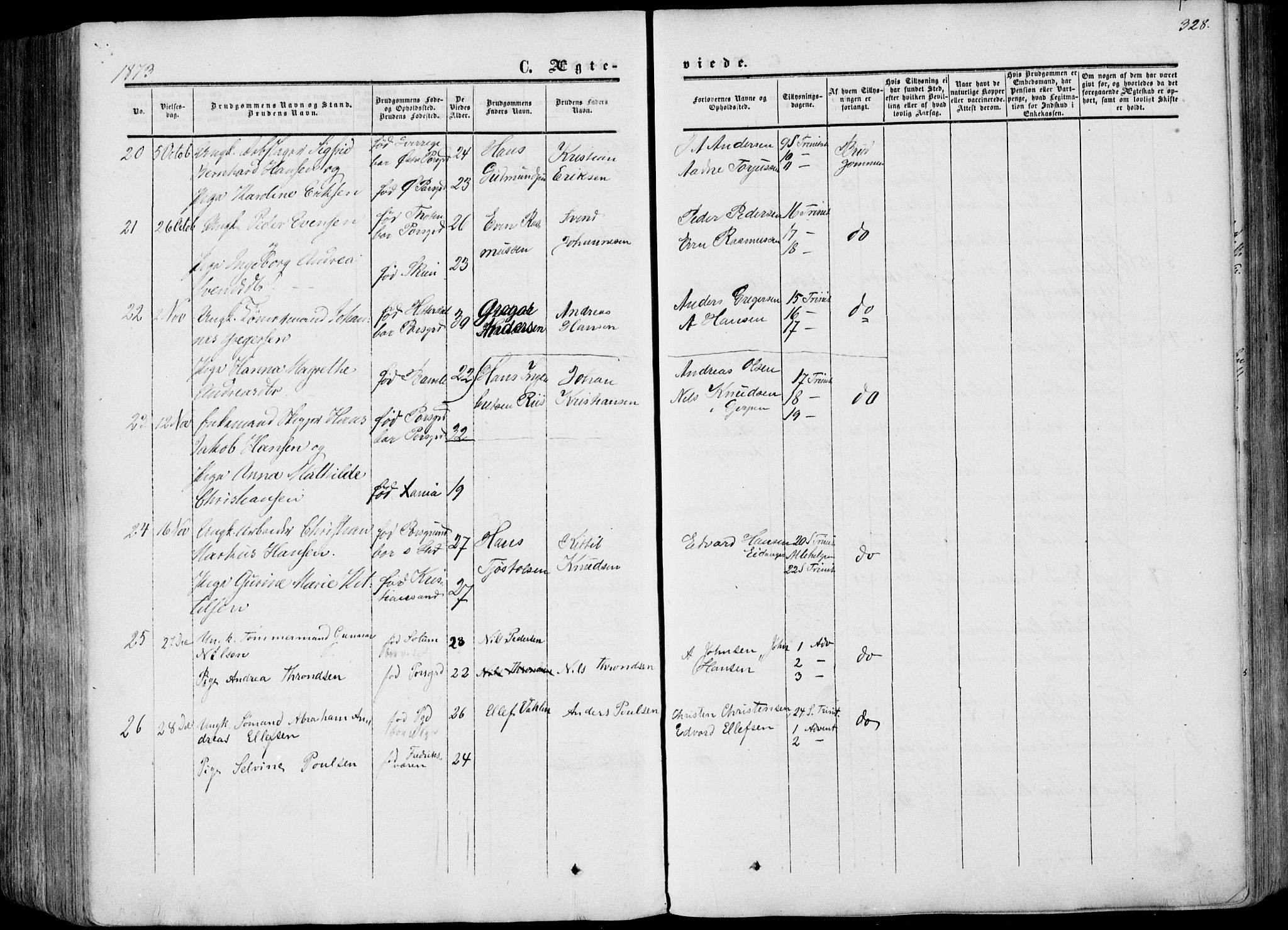 Porsgrunn kirkebøker , AV/SAKO-A-104/F/Fa/L0007: Parish register (official) no. 7, 1858-1877, p. 328