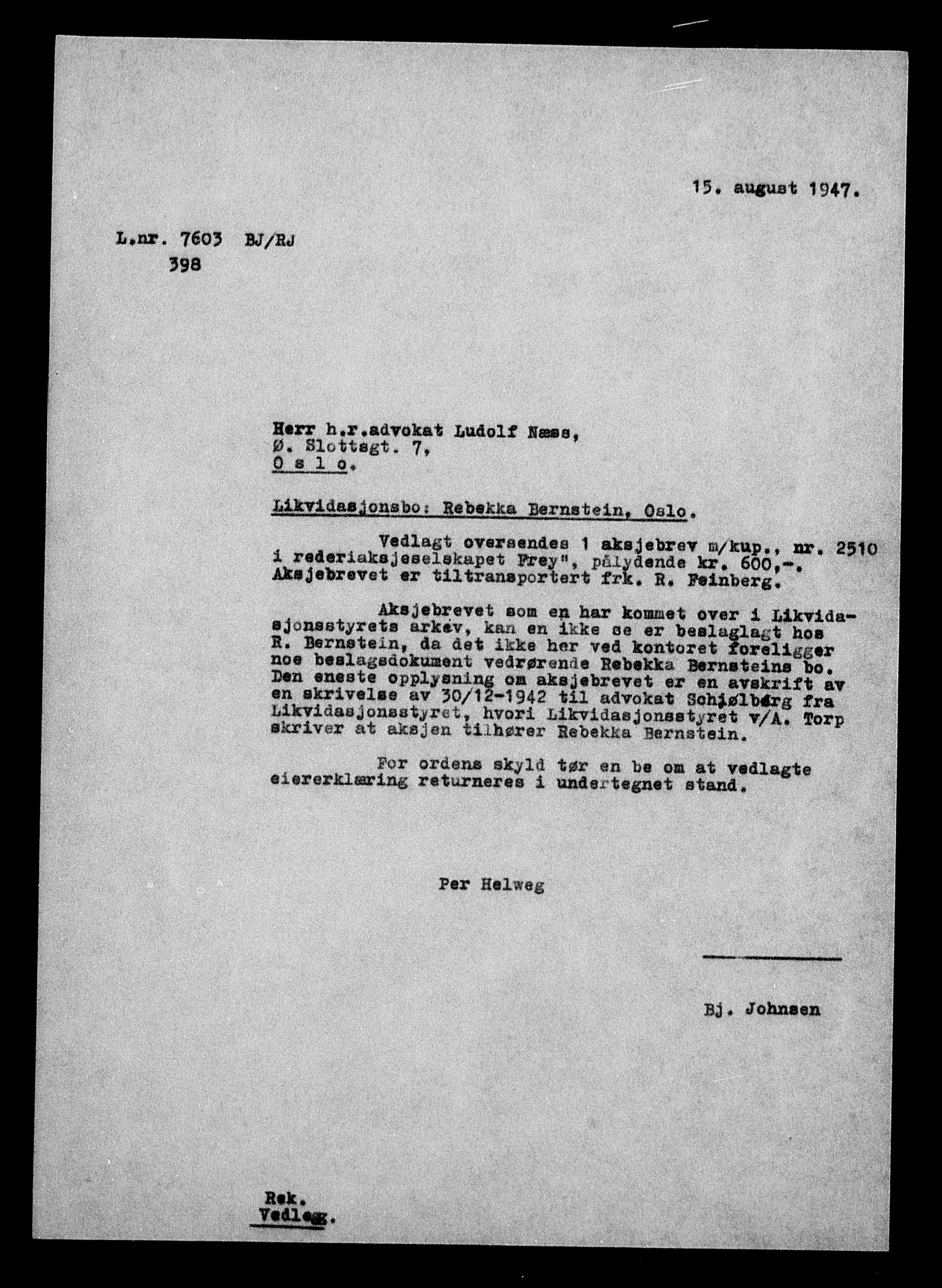 Justisdepartementet, Tilbakeføringskontoret for inndratte formuer, AV/RA-S-1564/H/Hc/Hcc/L0922: --, 1945-1947, p. 535