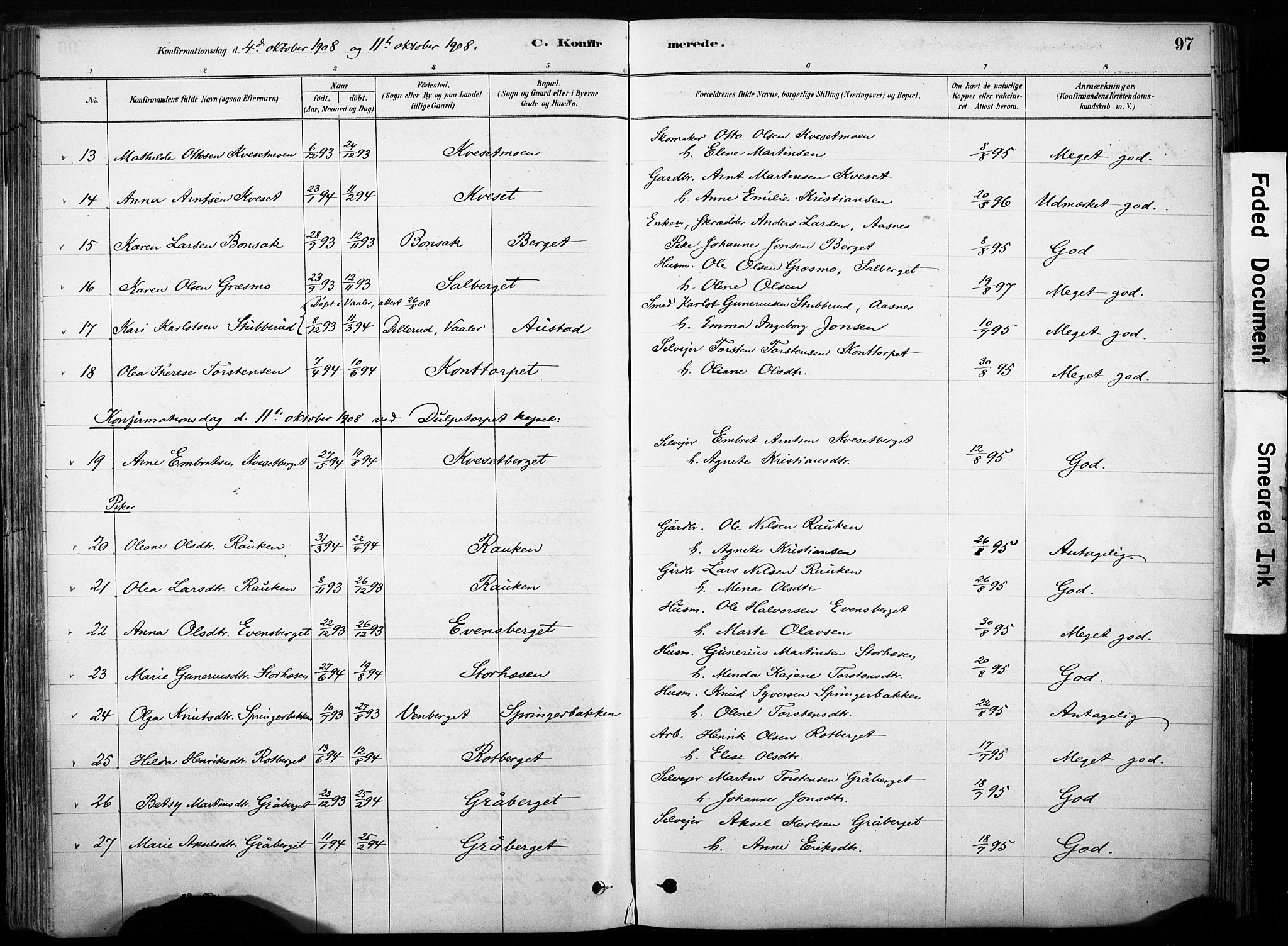 Hof prestekontor, SAH/PREST-038/H/Ha/Haa/L0011: Parish register (official) no. 11, 1879-1911, p. 97