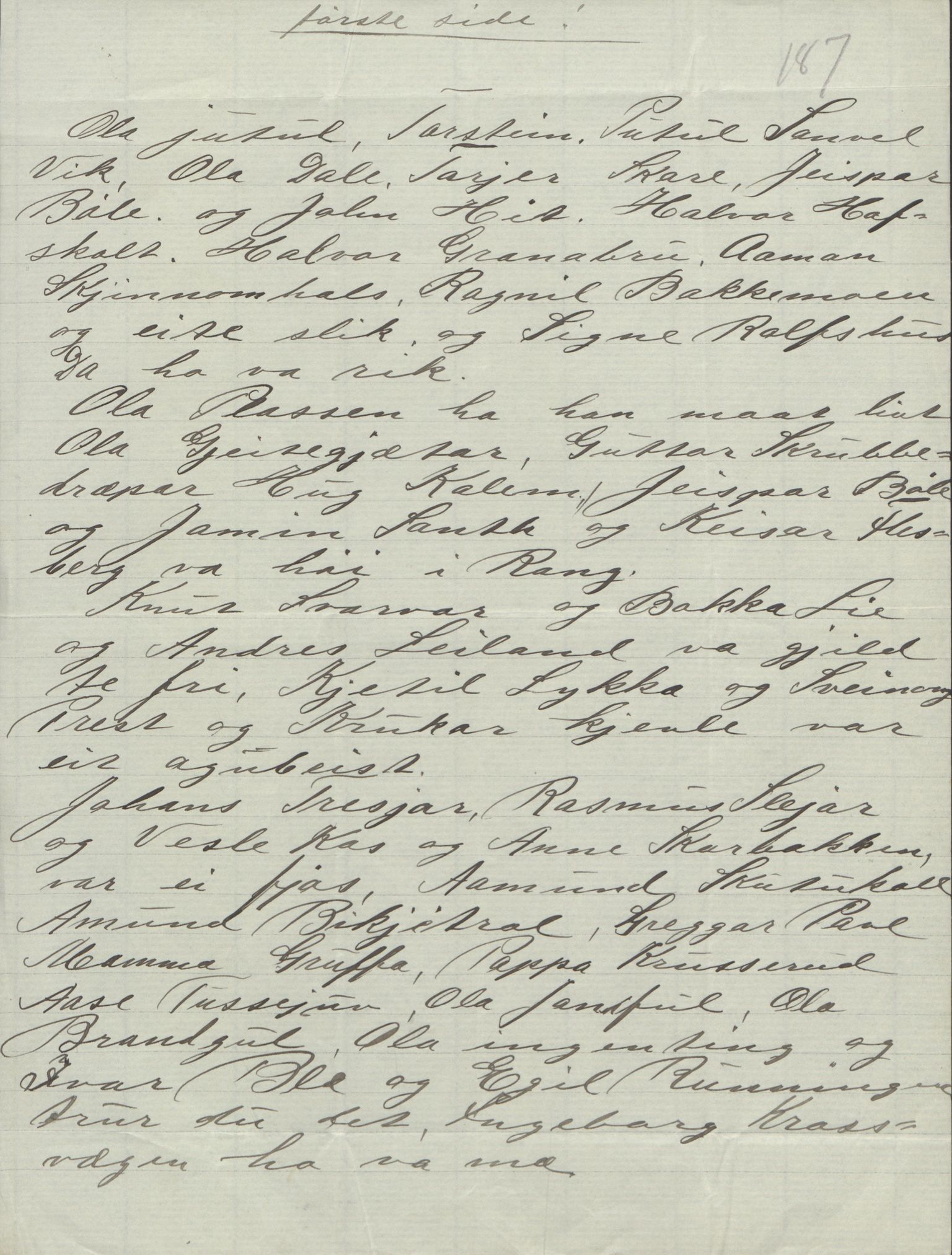 Rikard Berge, TEMU/TGM-A-1003/F/L0004/0053: 101-159 / 157 Manuskript, notatar, brev o.a. Nokre leiker, manuskript, 1906-1908, p. 187