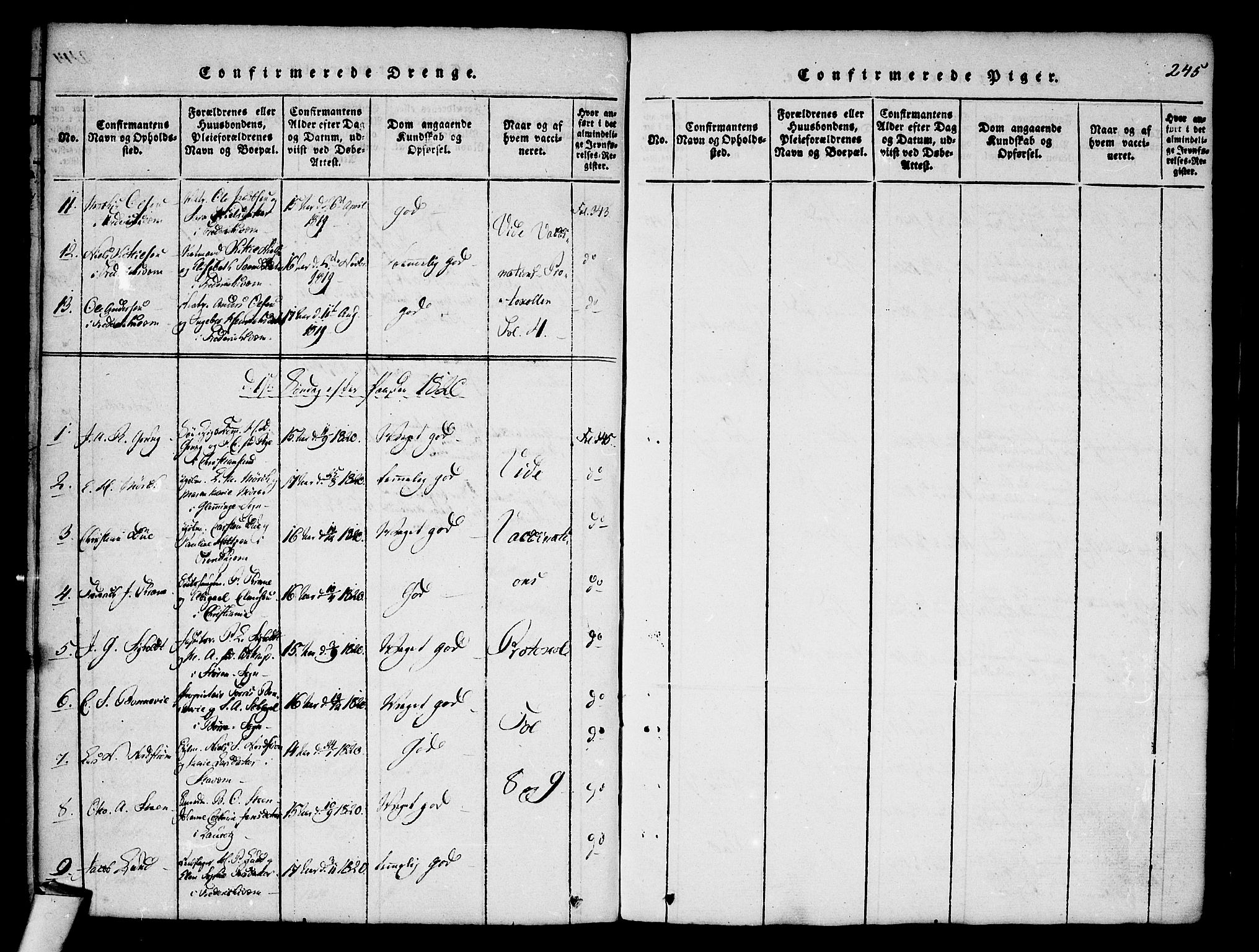 Stavern kirkebøker, SAKO/A-318/F/Fa/L0006: Parish register (official) no. 6, 1816-1839, p. 245