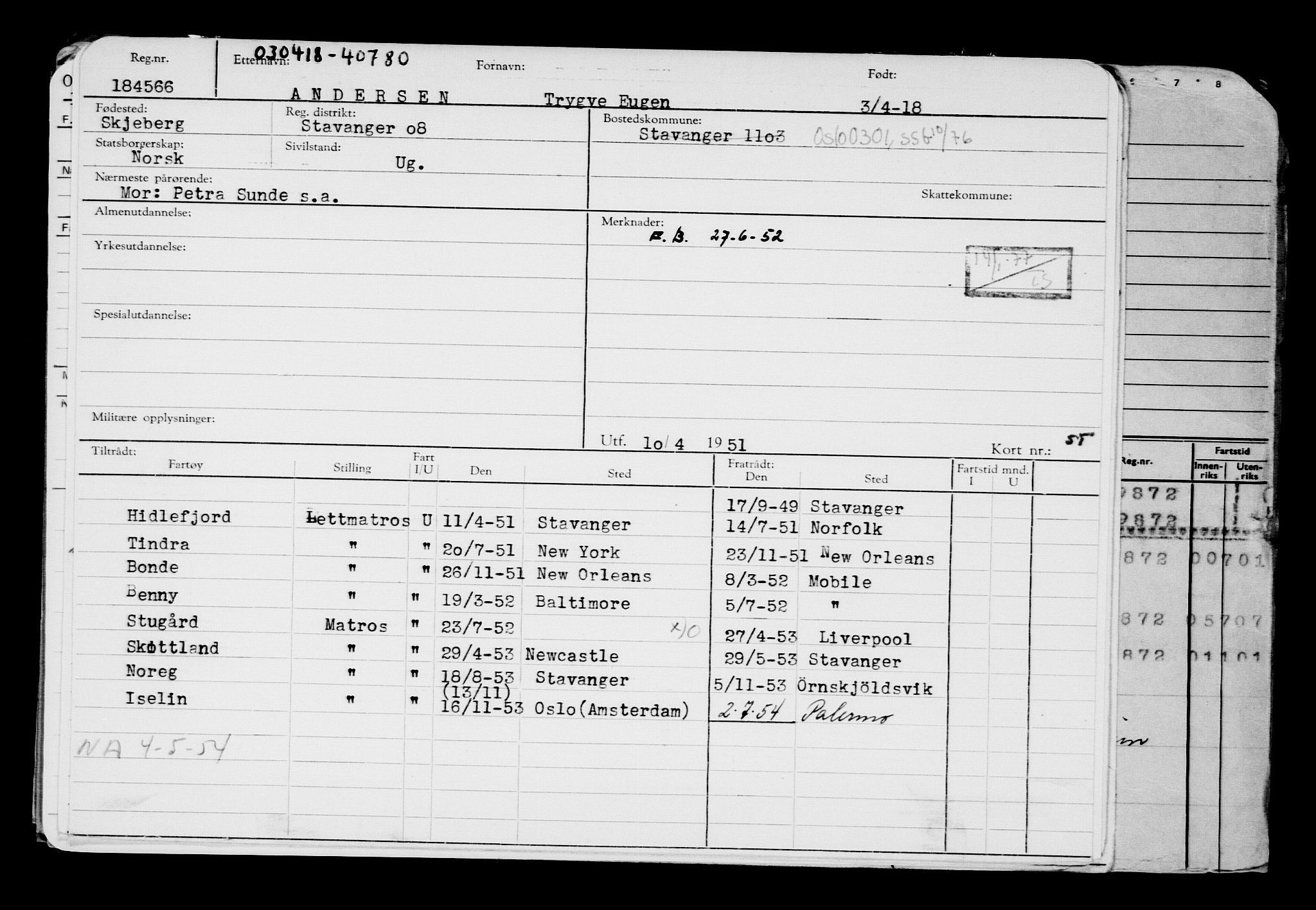 Direktoratet for sjømenn, AV/RA-S-3545/G/Gb/L0157: Hovedkort, 1918, p. 39