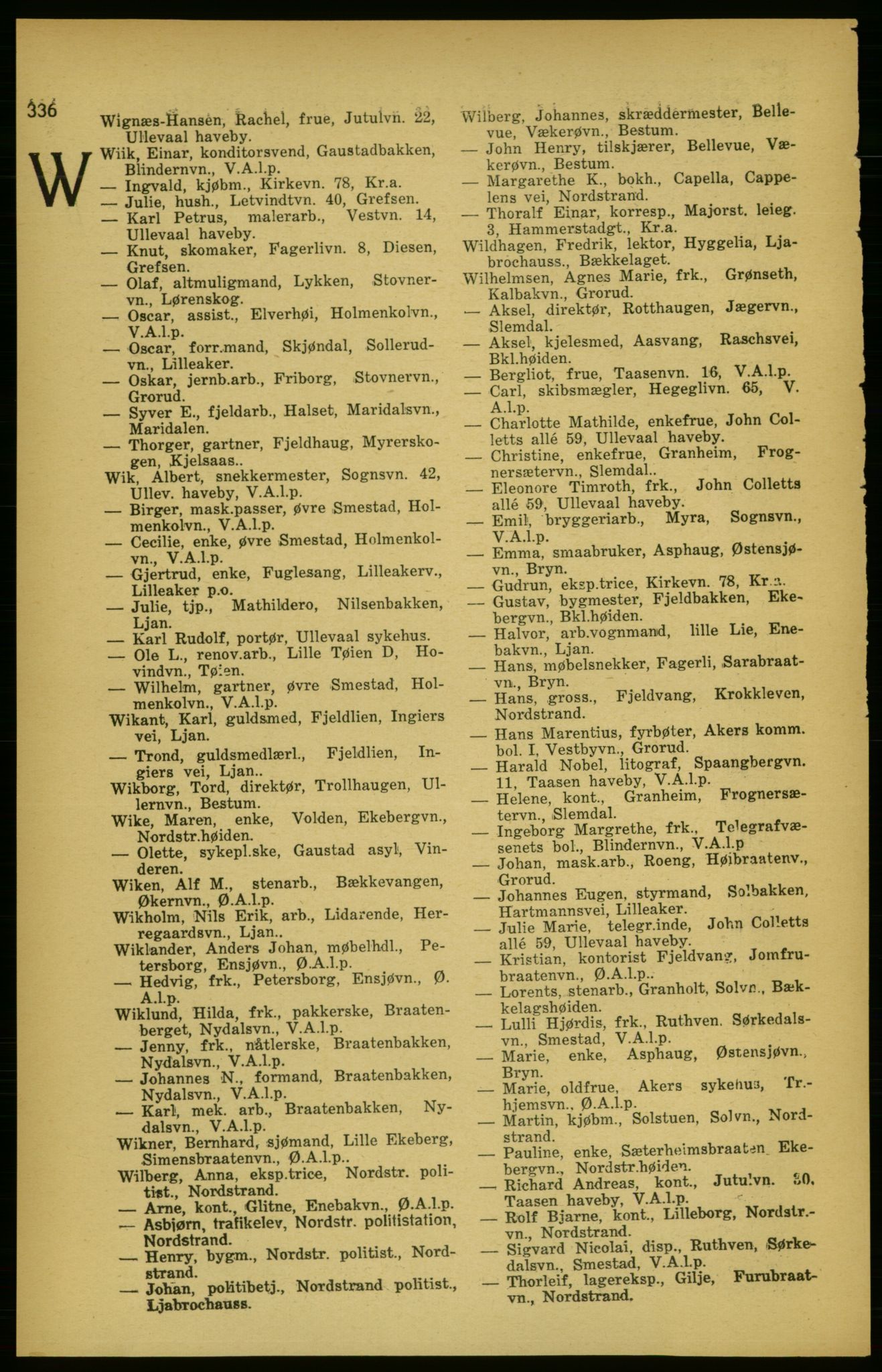 Aker adressebok/adressekalender, PUBL/001/A/003: Akers adressekalender, 1924-1925, p. 336