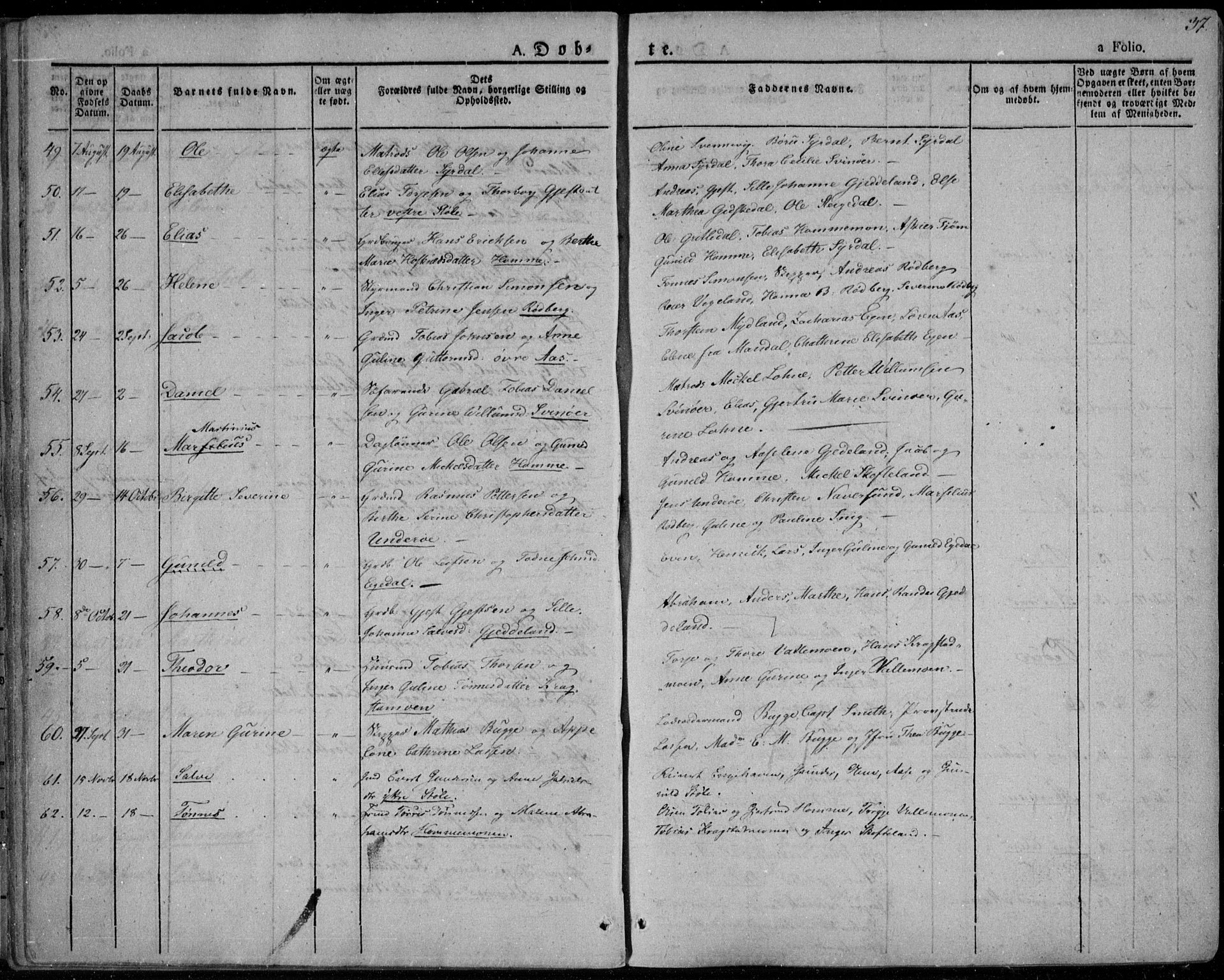 Sør-Audnedal sokneprestkontor, AV/SAK-1111-0039/F/Fa/Fab/L0006: Parish register (official) no. A 6, 1829-1855, p. 37