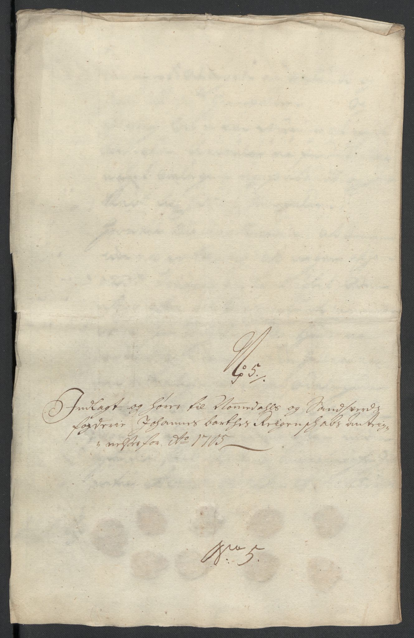 Rentekammeret inntil 1814, Reviderte regnskaper, Fogderegnskap, AV/RA-EA-4092/R24/L1583: Fogderegnskap Numedal og Sandsvær, 1705-1706, p. 205