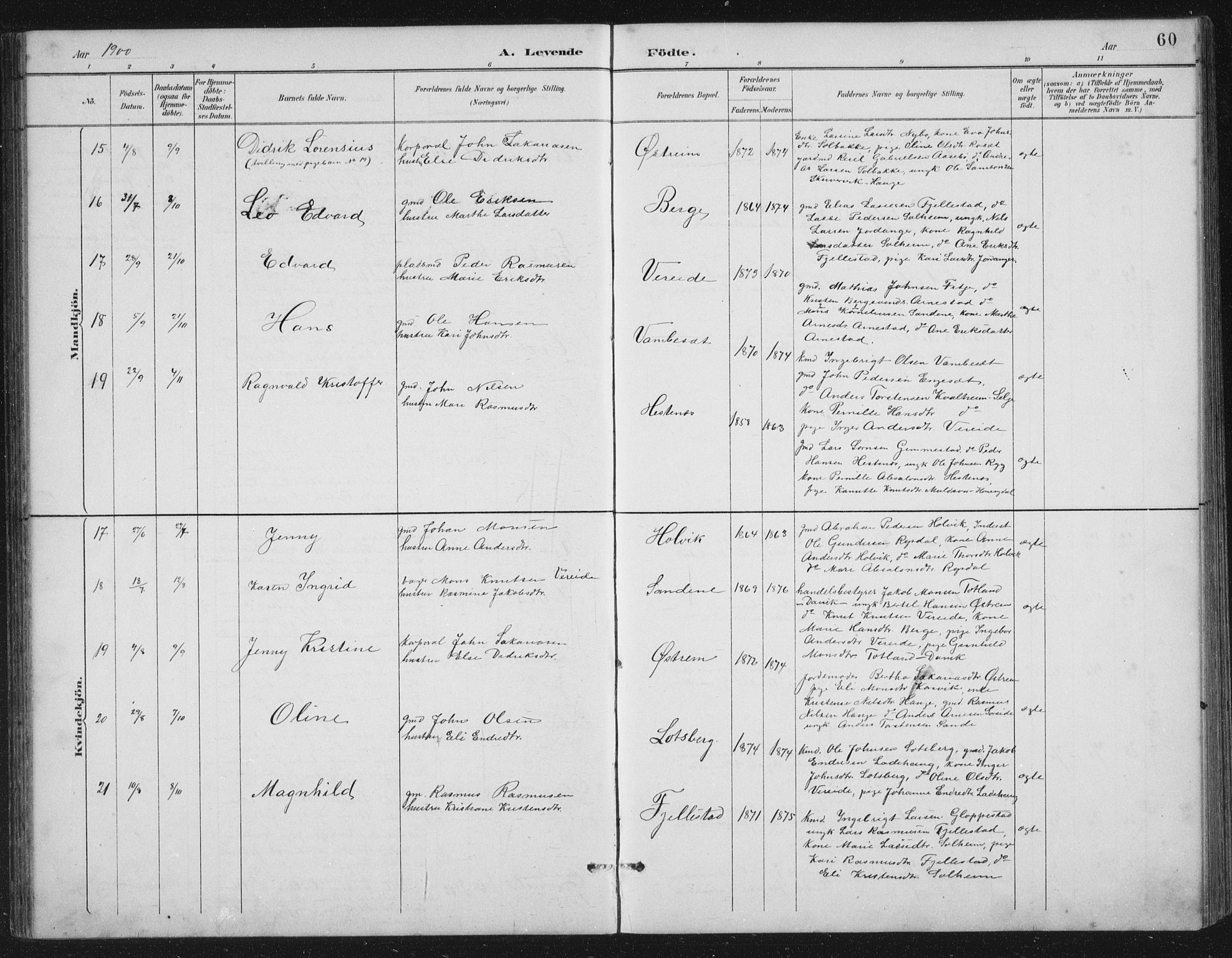 Gloppen sokneprestembete, SAB/A-80101/H/Hab/Habb/L0002: Parish register (copy) no. B 2, 1889-1909, p. 60