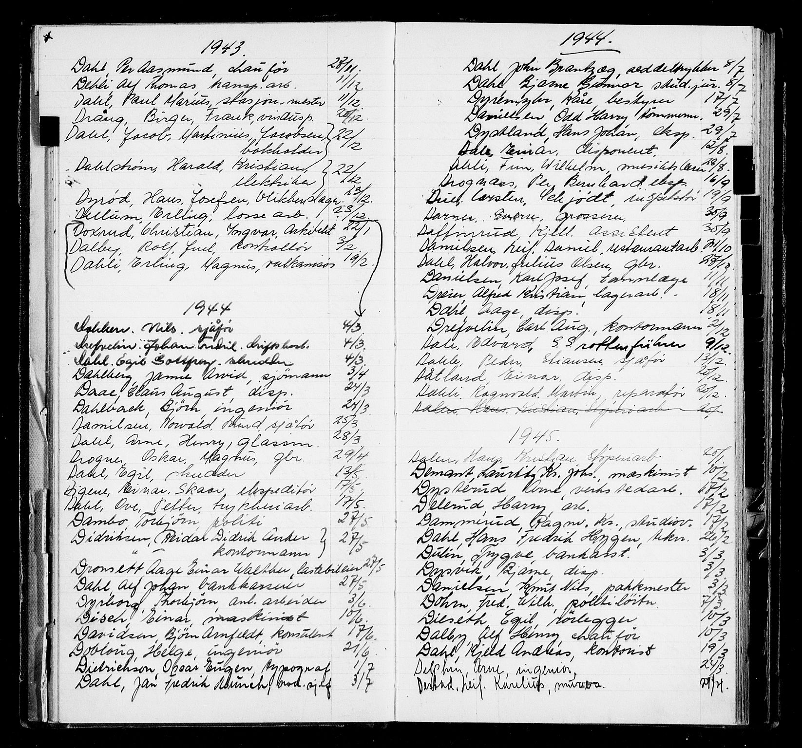 Oslo byfogd avd. I, AV/SAO-A-10220/L/La/L0006: Vigselsregister, 1943-1946, p. 27