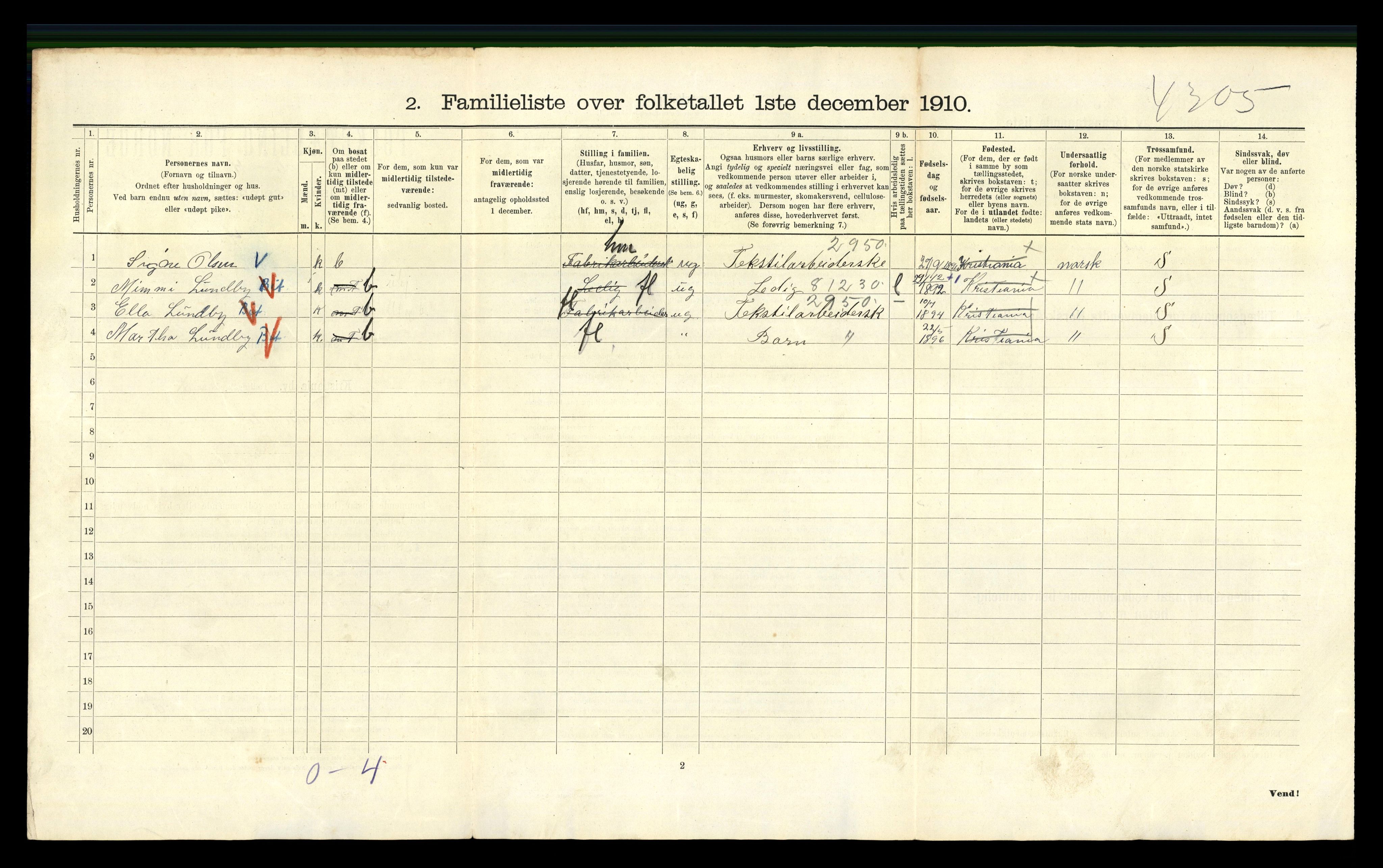 RA, 1910 census for Kristiania, 1910, p. 13258