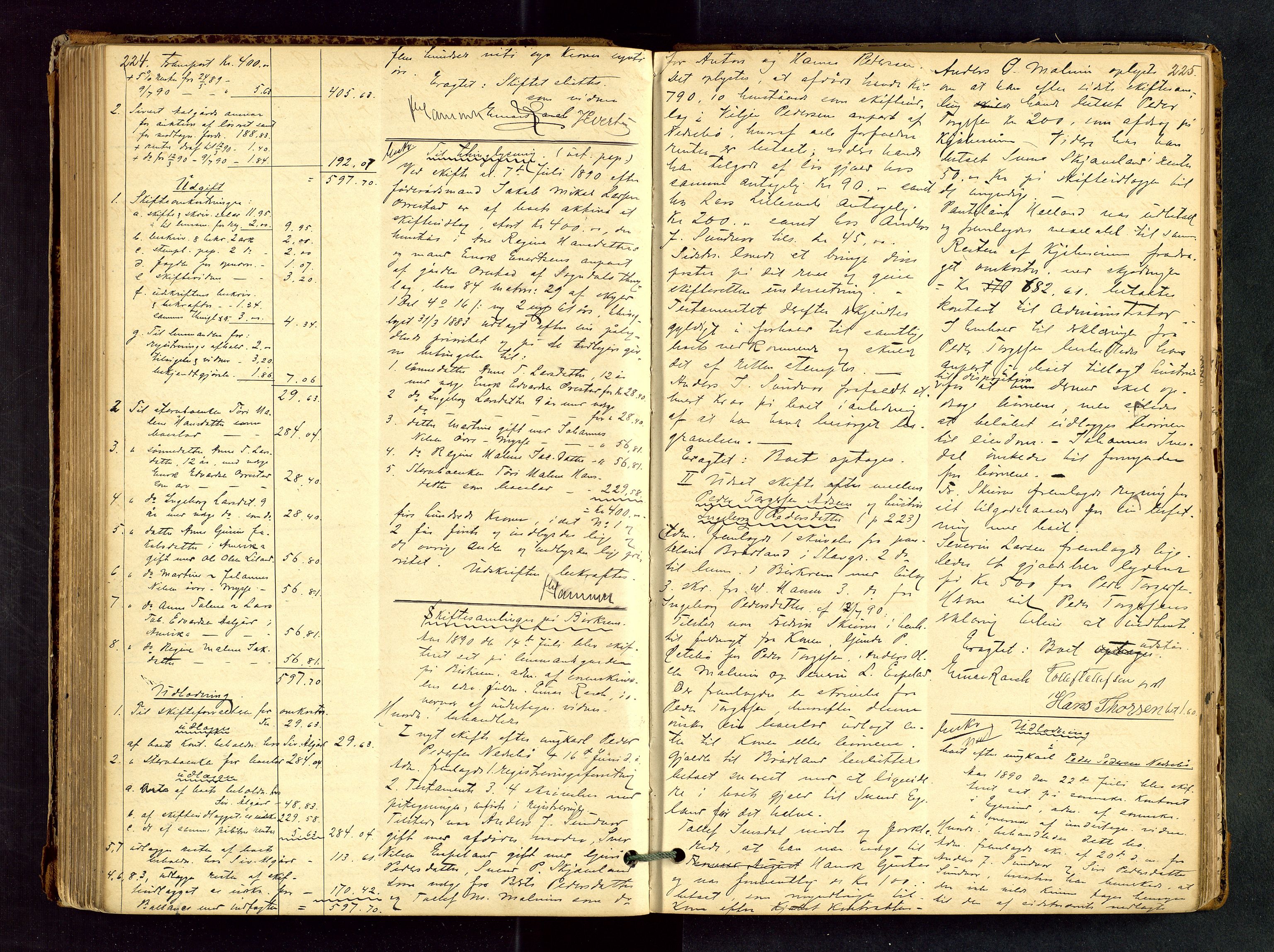 Dalane sorenskriveri, AV/SAST-A-100309/001/5/500/500BB/L0002: SKIFTEPROTOKOLL, 1881-1904, p. 224-225