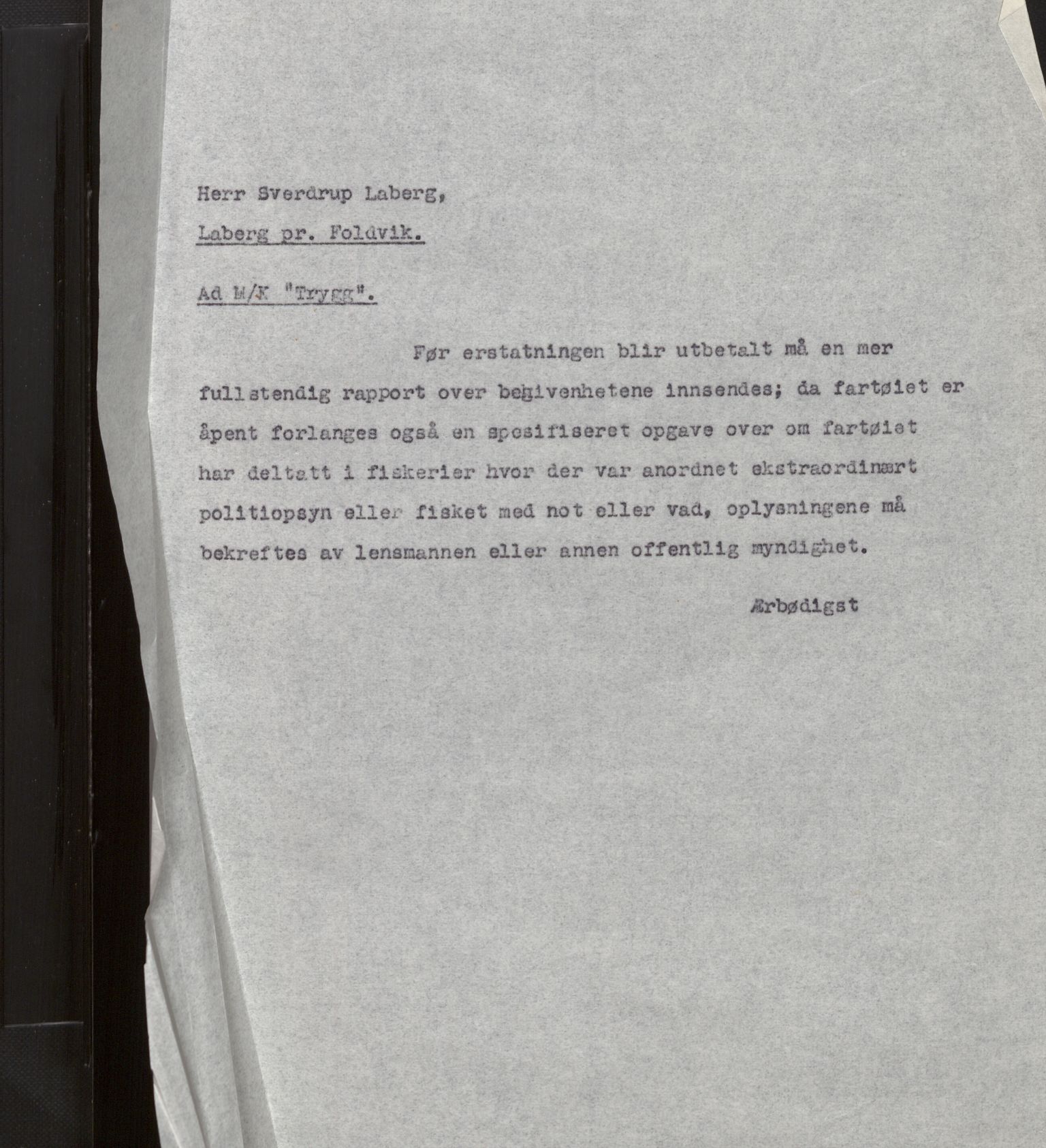 Fiskeridirektoratet - 1 Adm. ledelse - 13 Båtkontoret, AV/SAB-A-2003/La/L0008: Statens krigsforsikring for fiskeflåten, 1936-1971, p. 326