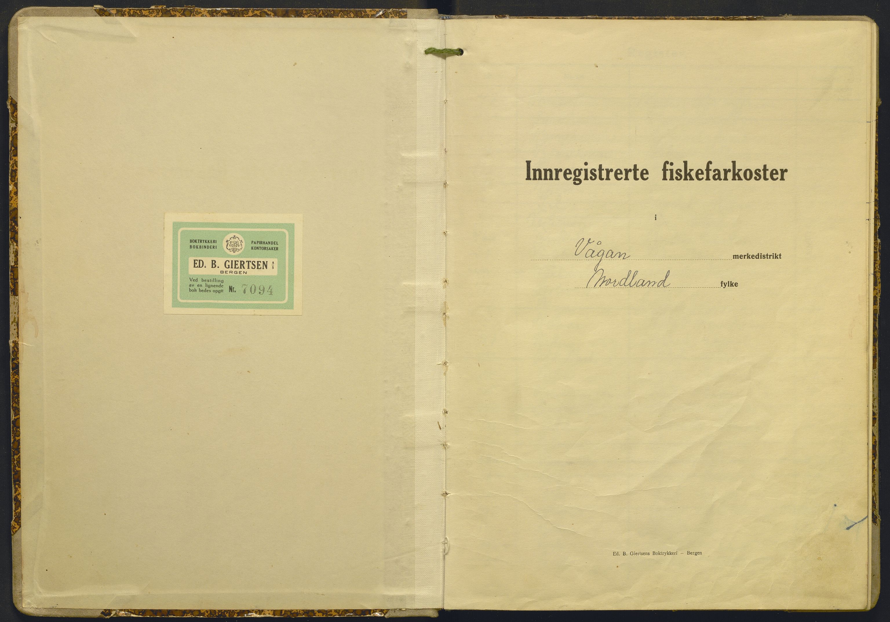 Fiskeridirektoratet - 1 Adm. ledelse - 13 Båtkontoret, AV/SAB-A-2003/I/Ia/Iac/L0217: 135.0371/6 Merkeprotokoll - Vågan, 1948-1953