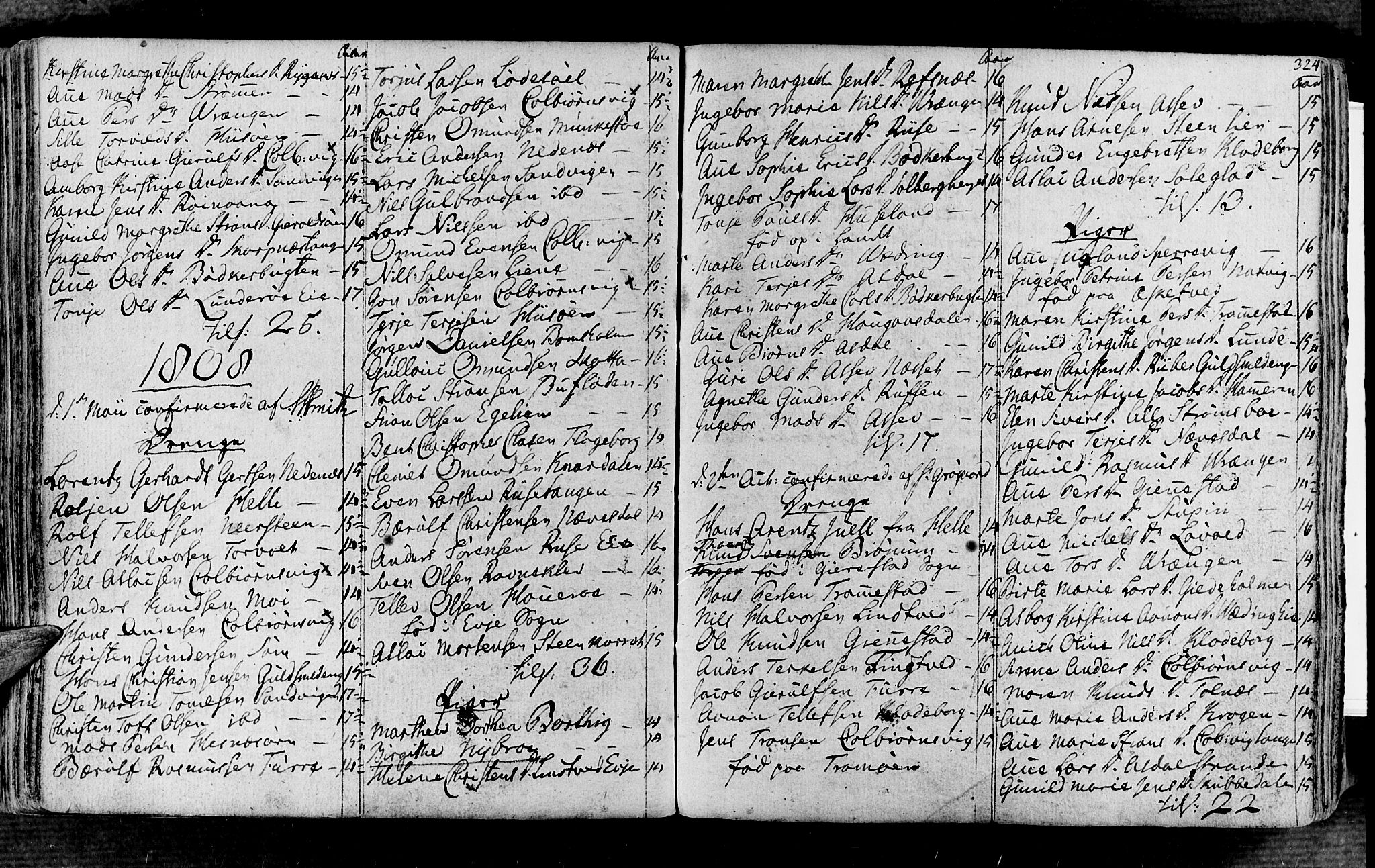 Øyestad sokneprestkontor, SAK/1111-0049/F/Fa/L0011: Parish register (official) no. A 11, 1805-1824, p. 324