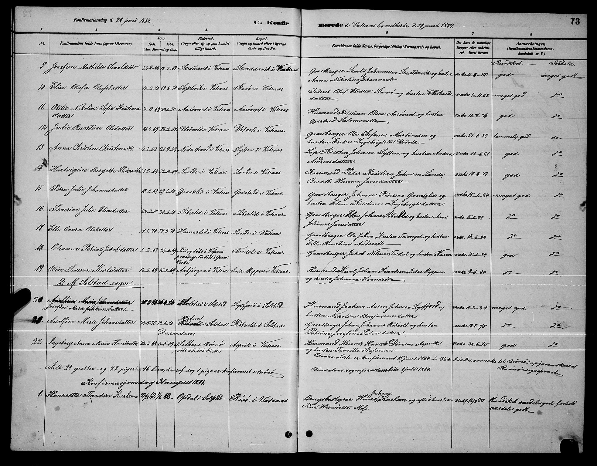 Ministerialprotokoller, klokkerbøker og fødselsregistre - Nordland, SAT/A-1459/810/L0160: Parish register (copy) no. 810C03, 1884-1896, p. 73