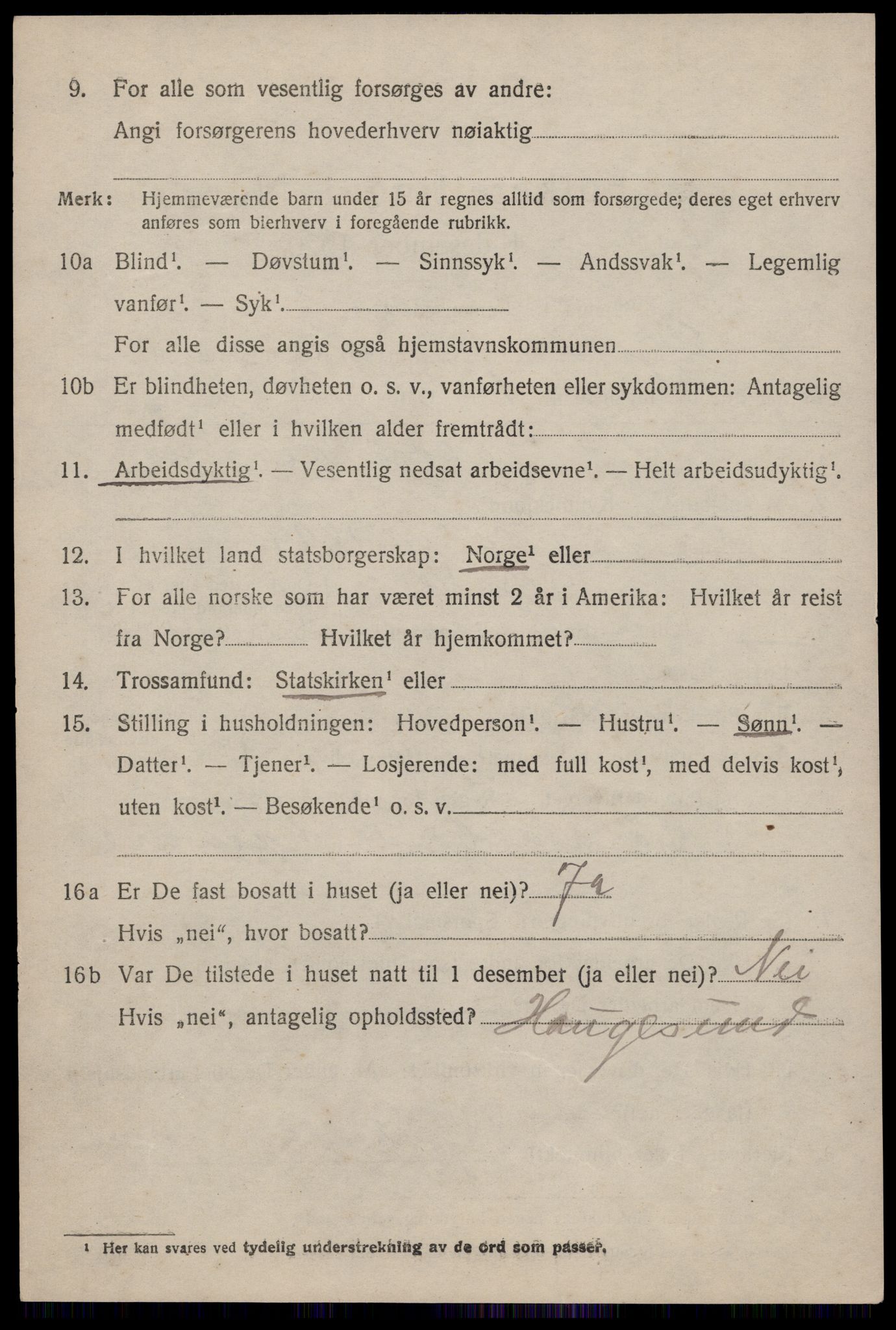 SAST, 1920 census for Skjold, 1920, p. 2007