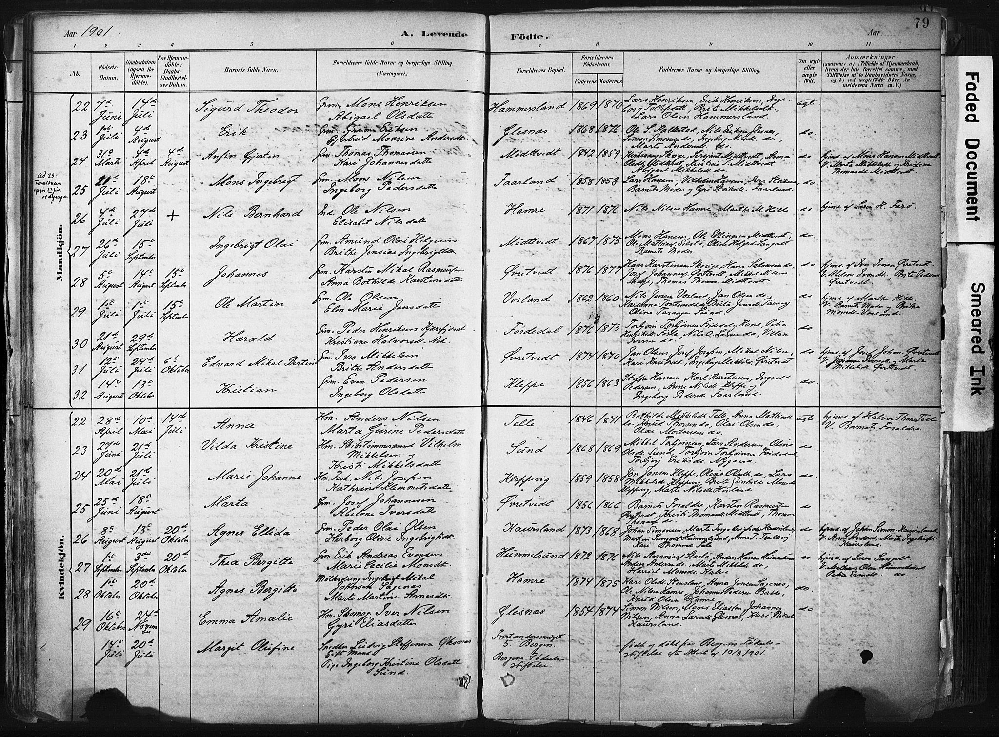 Sund sokneprestembete, AV/SAB-A-99930: Parish register (official) no. B 1, 1882-1907, p. 79