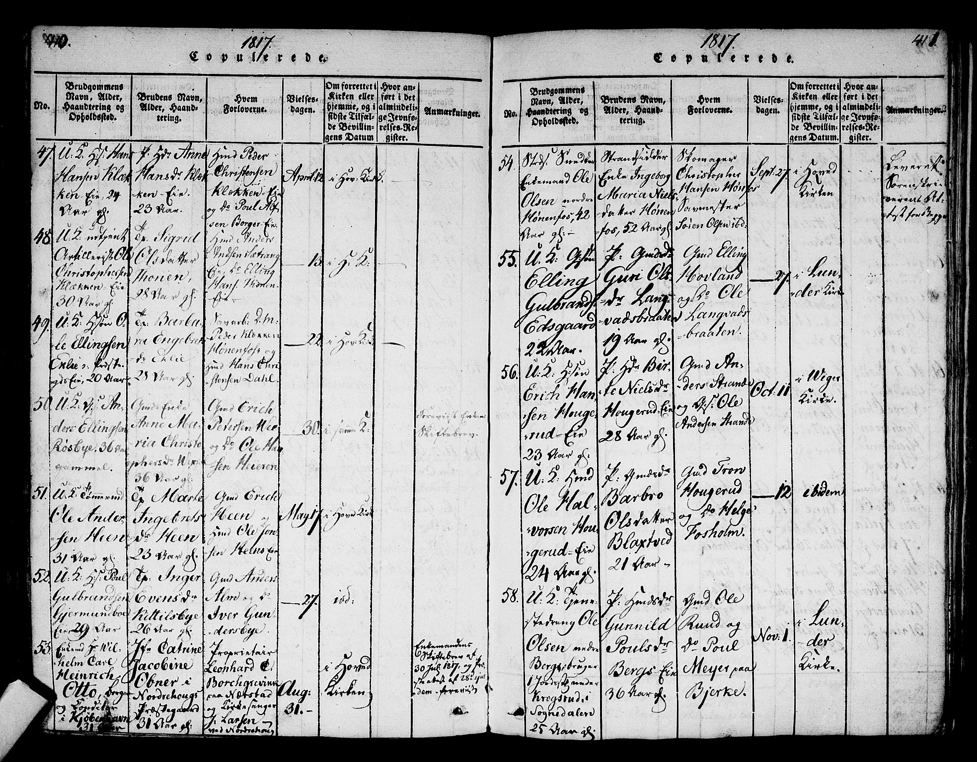 Norderhov kirkebøker, AV/SAKO-A-237/F/Fa/L0008: Parish register (official) no. 8, 1814-1833, p. 410-411