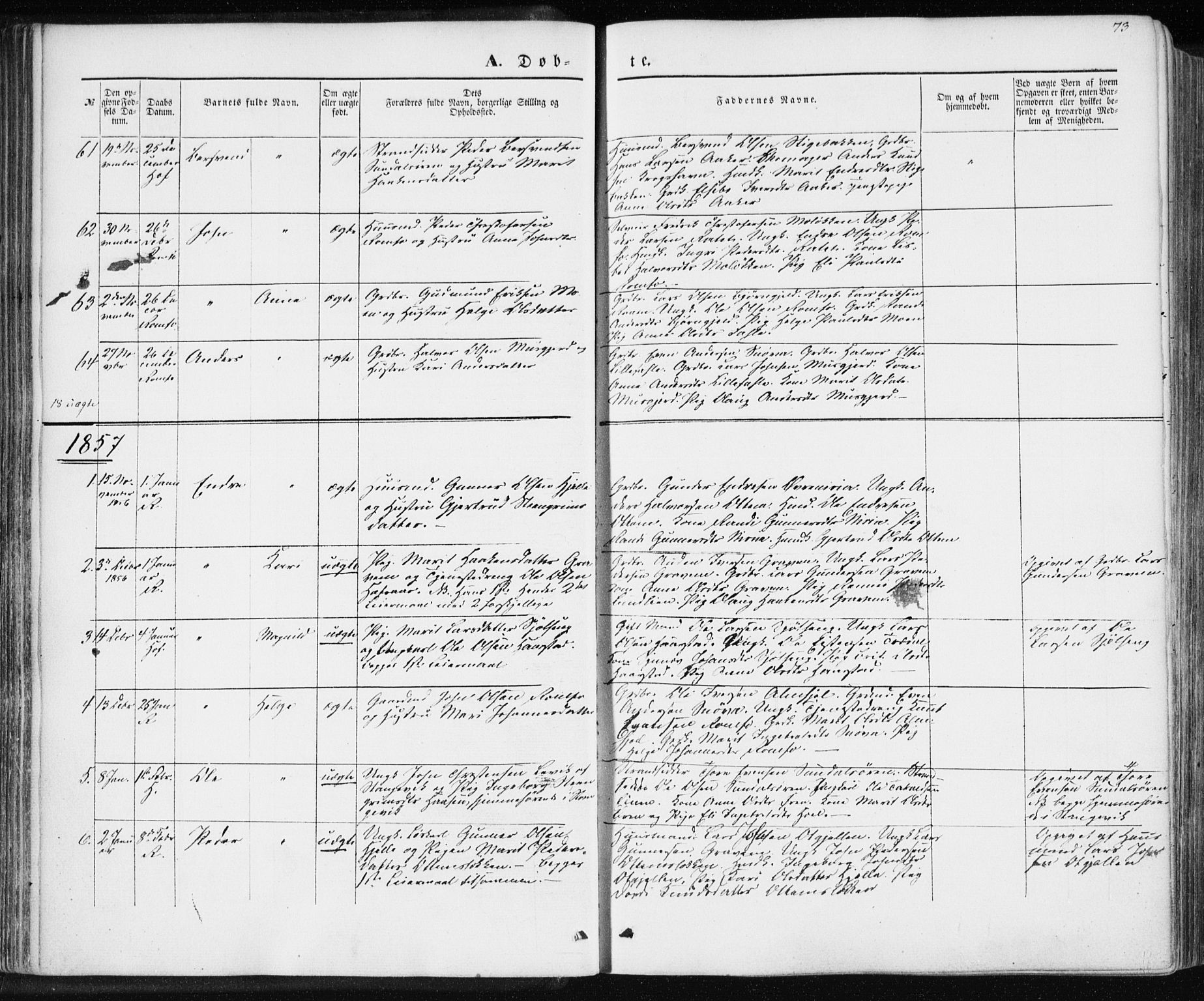 Ministerialprotokoller, klokkerbøker og fødselsregistre - Møre og Romsdal, SAT/A-1454/590/L1013: Parish register (official) no. 590A05, 1847-1877, p. 73