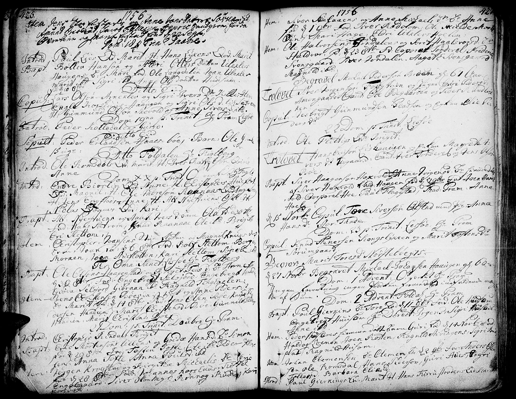 Lesja prestekontor, AV/SAH-PREST-068/H/Ha/Haa/L0002: Parish register (official) no. 2, 1732-1776, p. 426-427