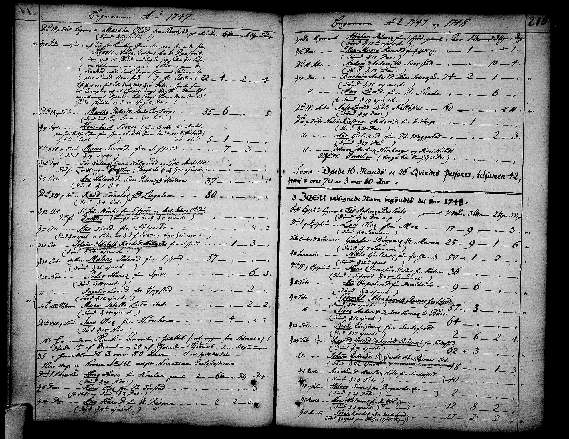 Sandar kirkebøker, AV/SAKO-A-243/F/Fa/L0002: Parish register (official) no. 2, 1733-1788, p. 218