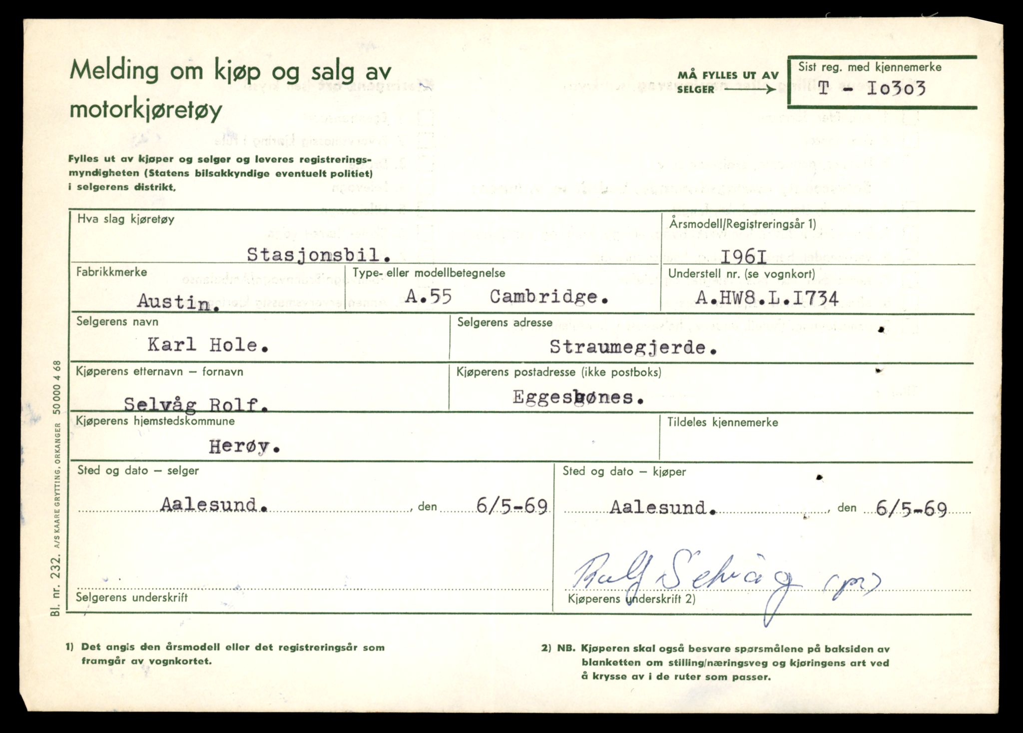 Møre og Romsdal vegkontor - Ålesund trafikkstasjon, AV/SAT-A-4099/F/Fe/L0019: Registreringskort for kjøretøy T 10228 - T 10350, 1927-1998, p. 1921