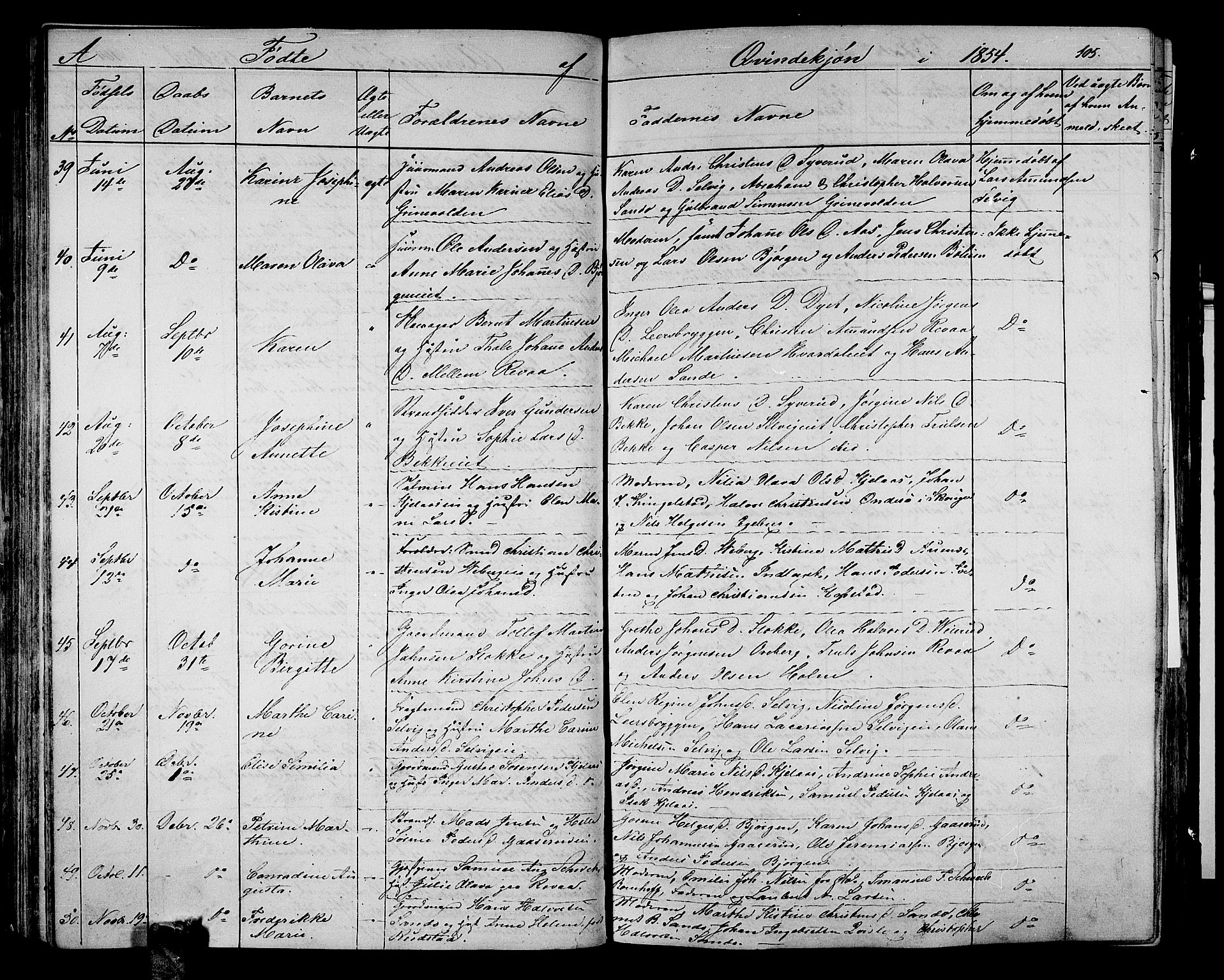 Sande Kirkebøker, AV/SAKO-A-53/G/Ga/L0002: Parish register (copy) no. 2, 1847-1863, p. 105