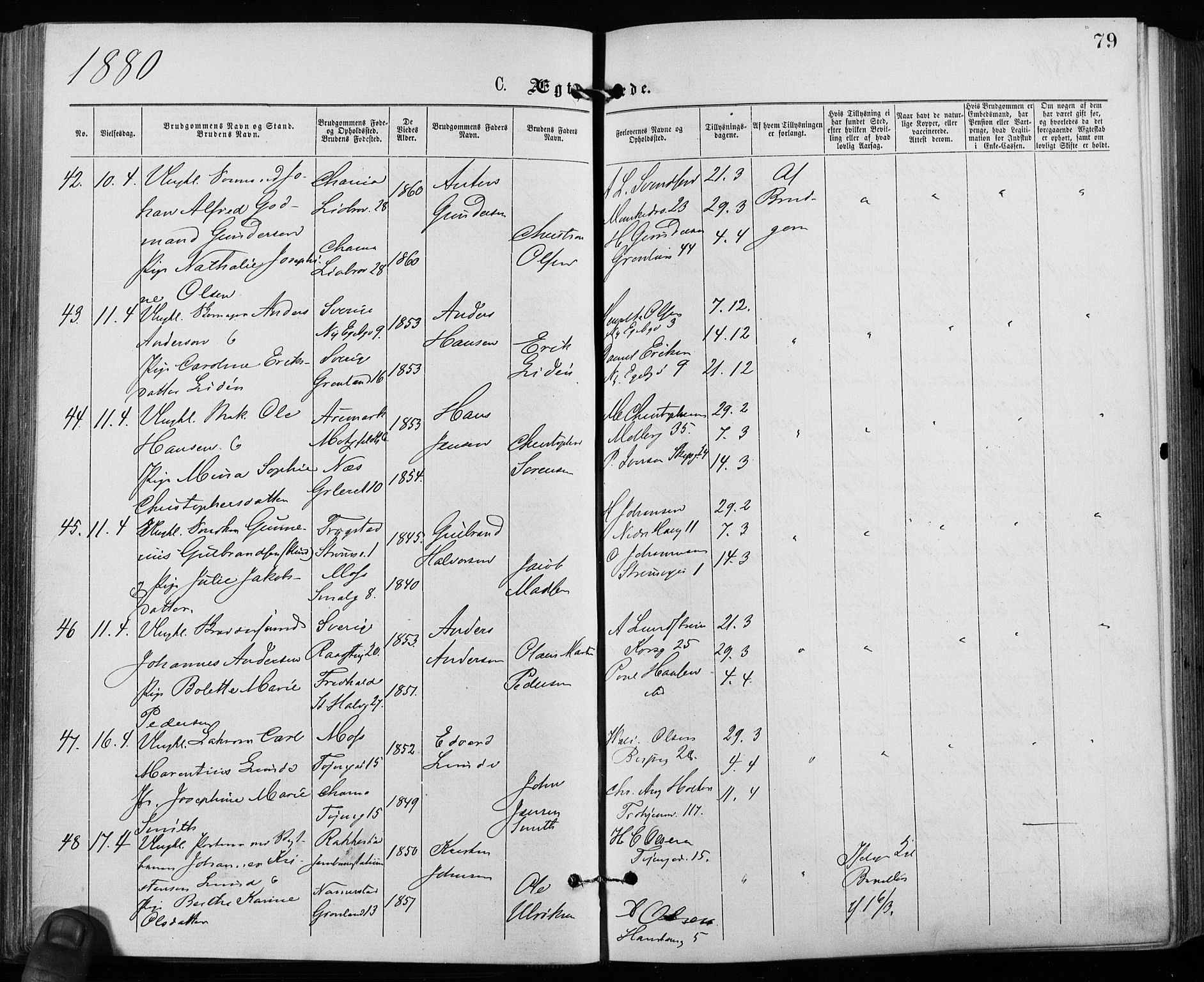 Grønland prestekontor Kirkebøker, AV/SAO-A-10848/F/Fa/L0006: Parish register (official) no. 6, 1877-1886, p. 79