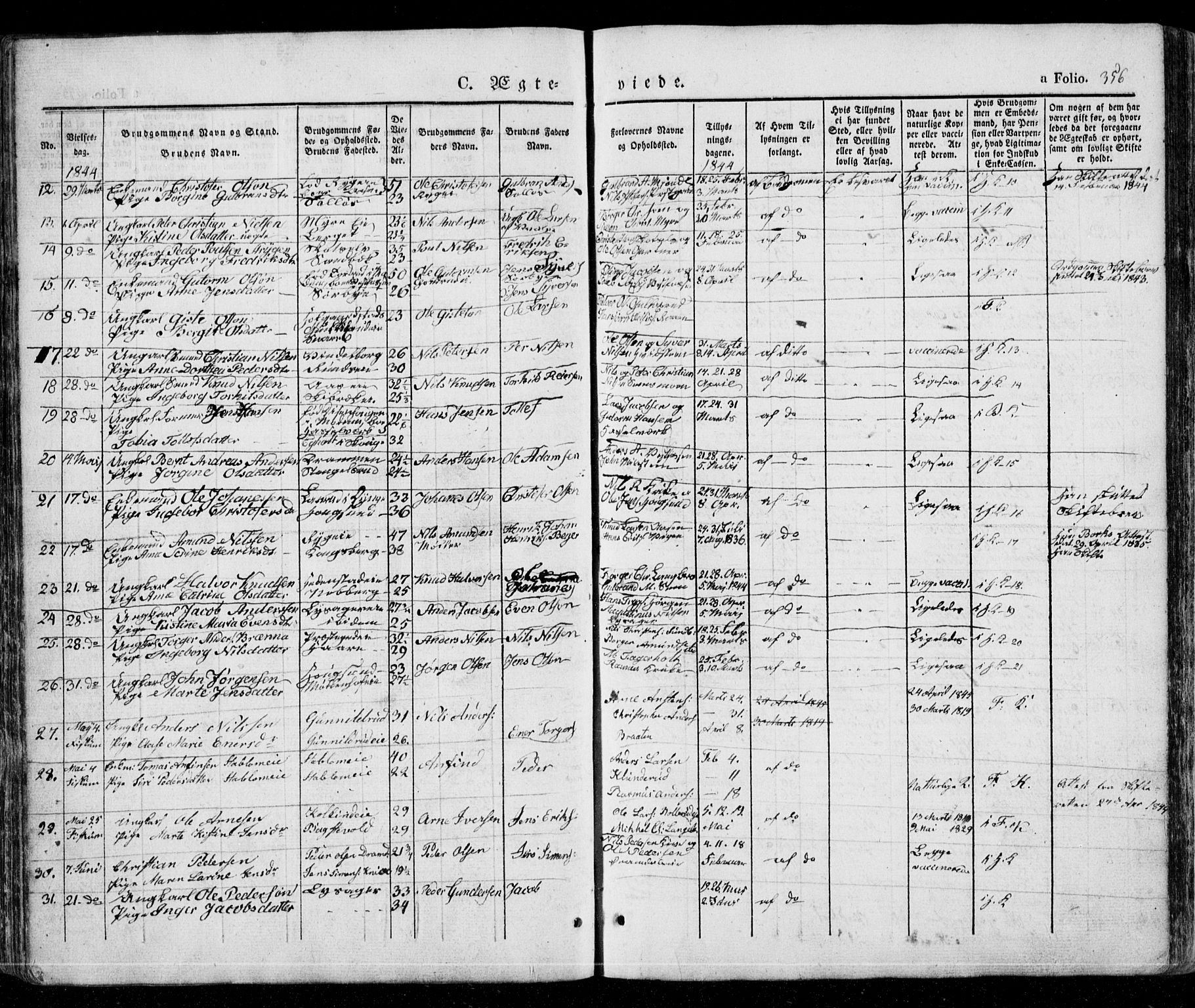 Eiker kirkebøker, AV/SAKO-A-4/G/Ga/L0002: Parish register (copy) no. I 2, 1832-1856, p. 356