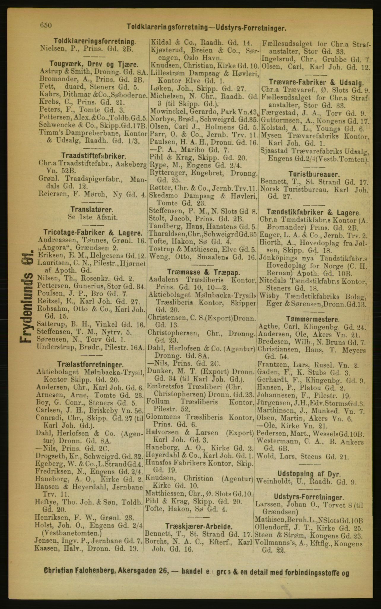 Kristiania/Oslo adressebok, PUBL/-, 1889, p. 650