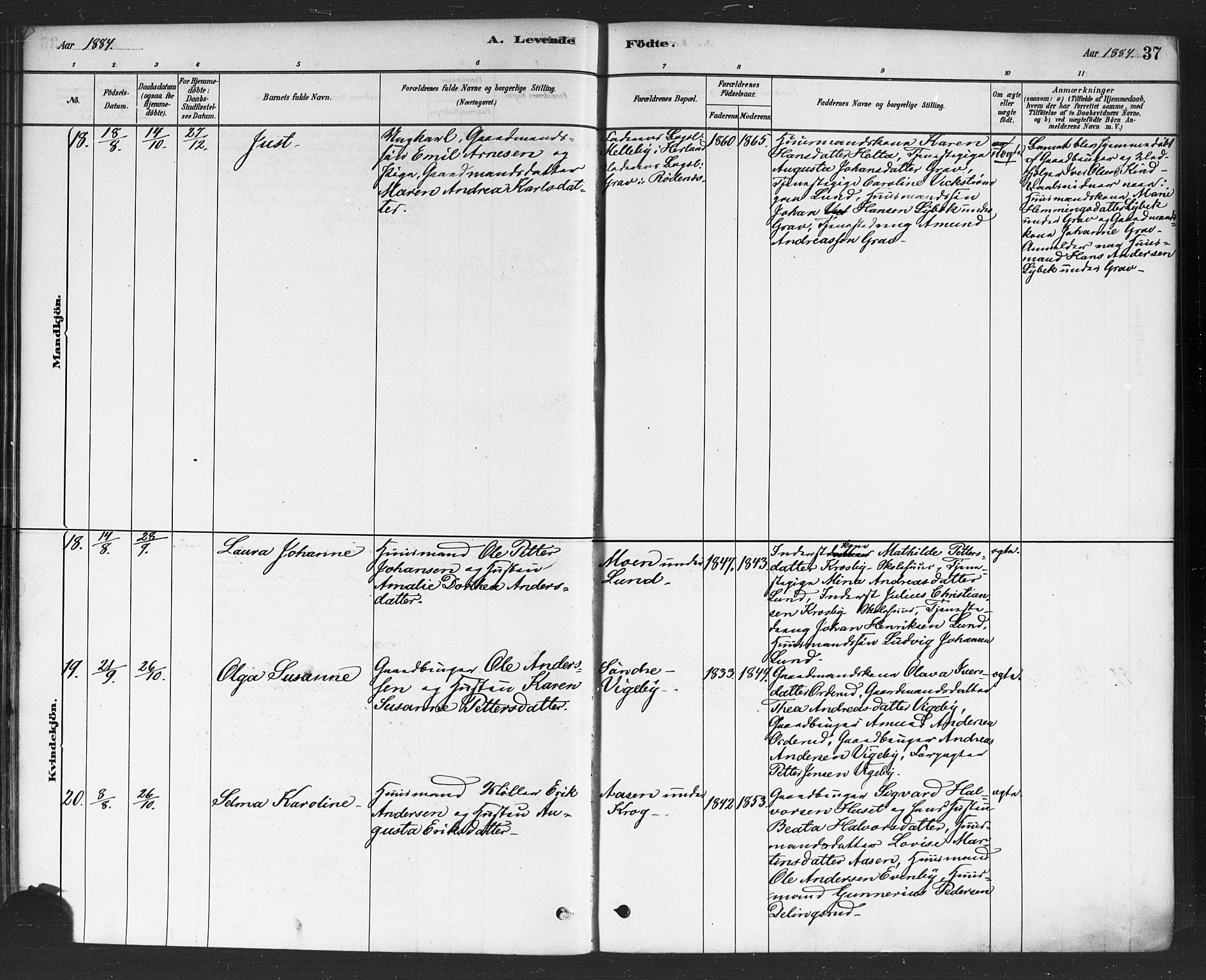 Rødenes prestekontor Kirkebøker, AV/SAO-A-2005/F/Fa/L0009: Parish register (official) no. I 9, 1880-1889, p. 37