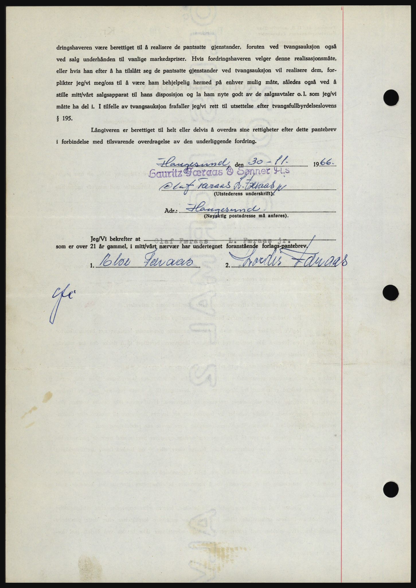 Haugesund tingrett, SAST/A-101415/01/II/IIC/L0056: Mortgage book no. B 56, 1966-1967, Diary no: : 2646/1966