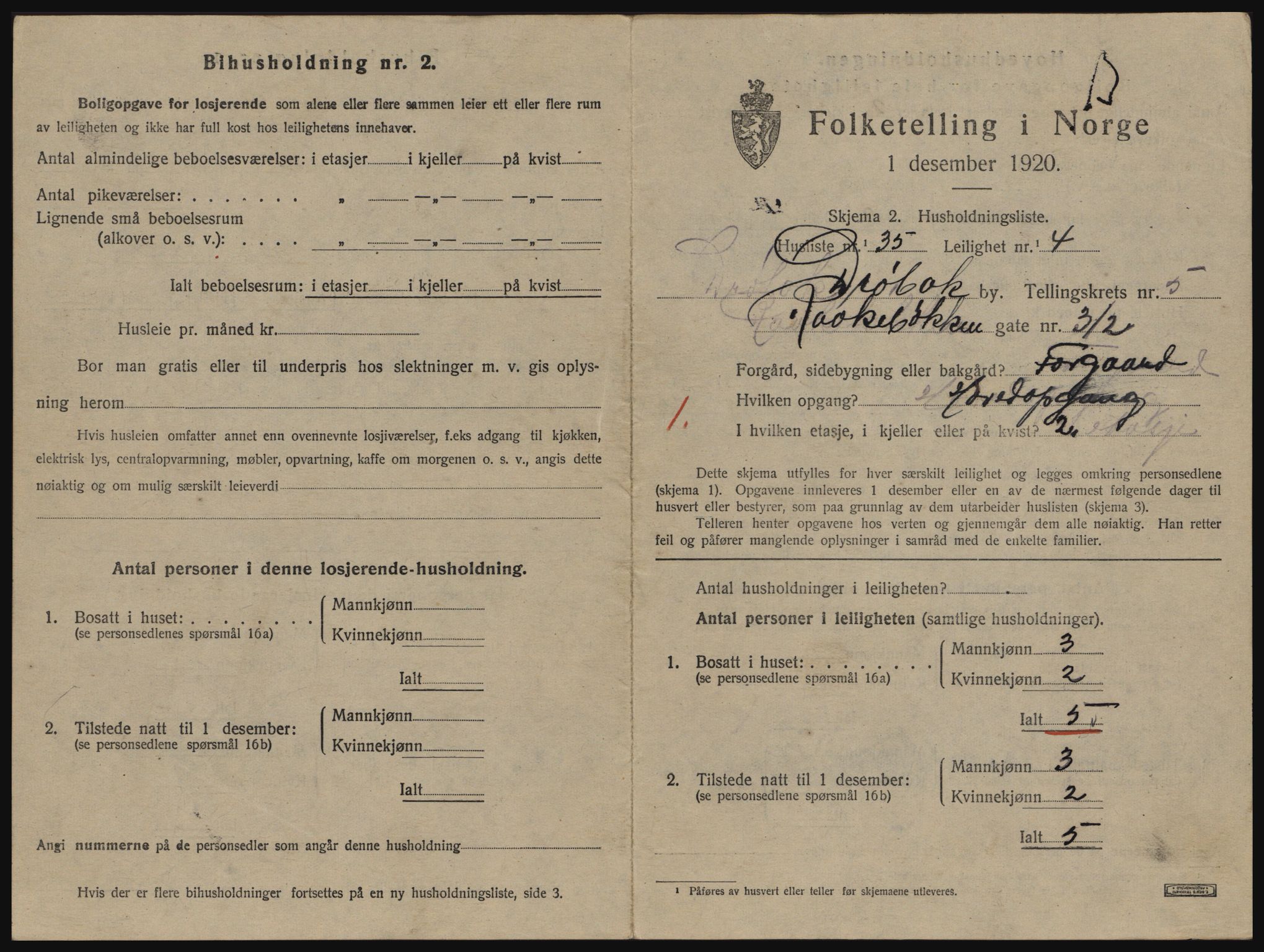 SAO, 1920 census for Drøbak, 1920, p. 1519