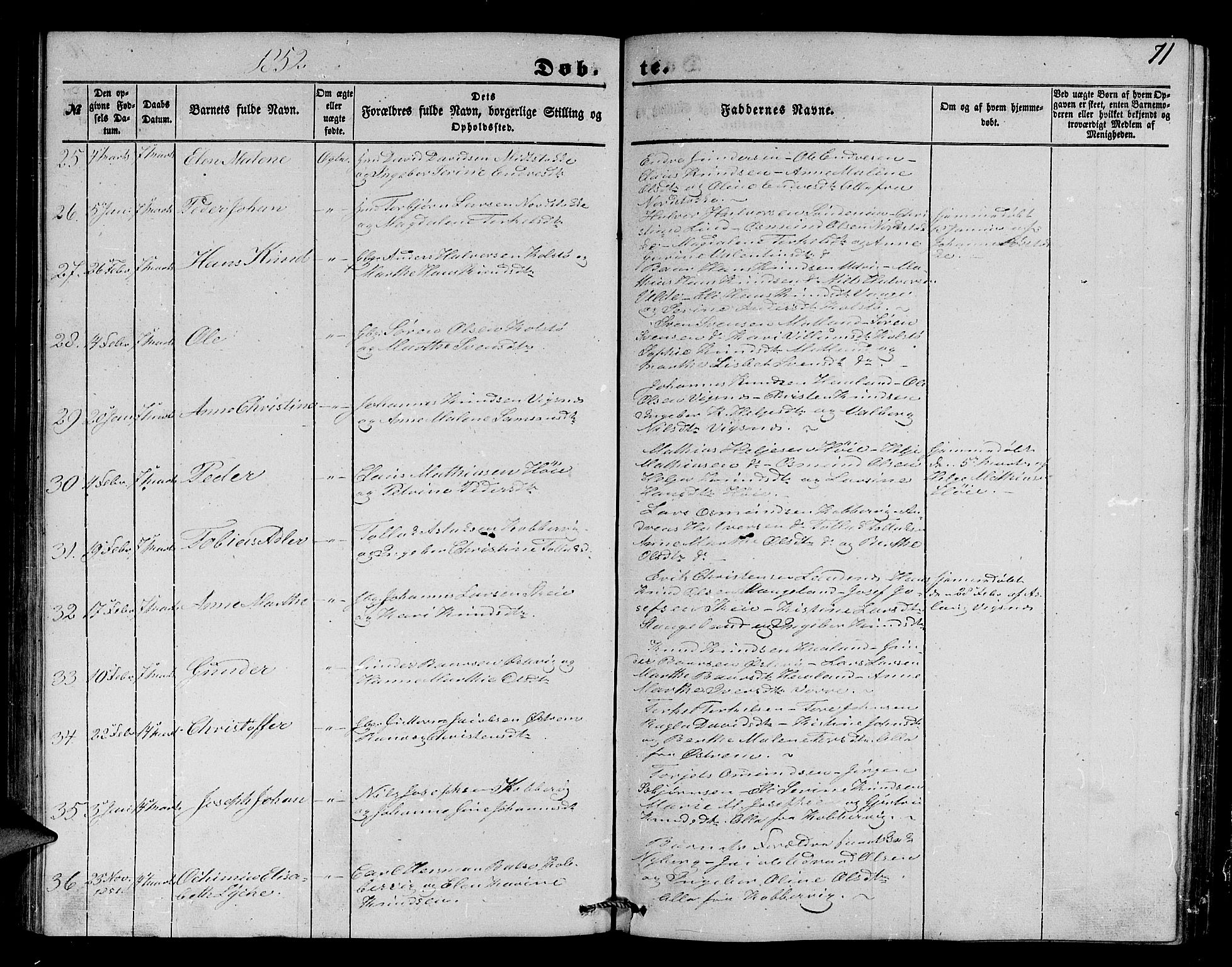 Avaldsnes sokneprestkontor, AV/SAST-A -101851/H/Ha/Hab/L0002: Parish register (copy) no. B 2, 1848-1856, p. 71