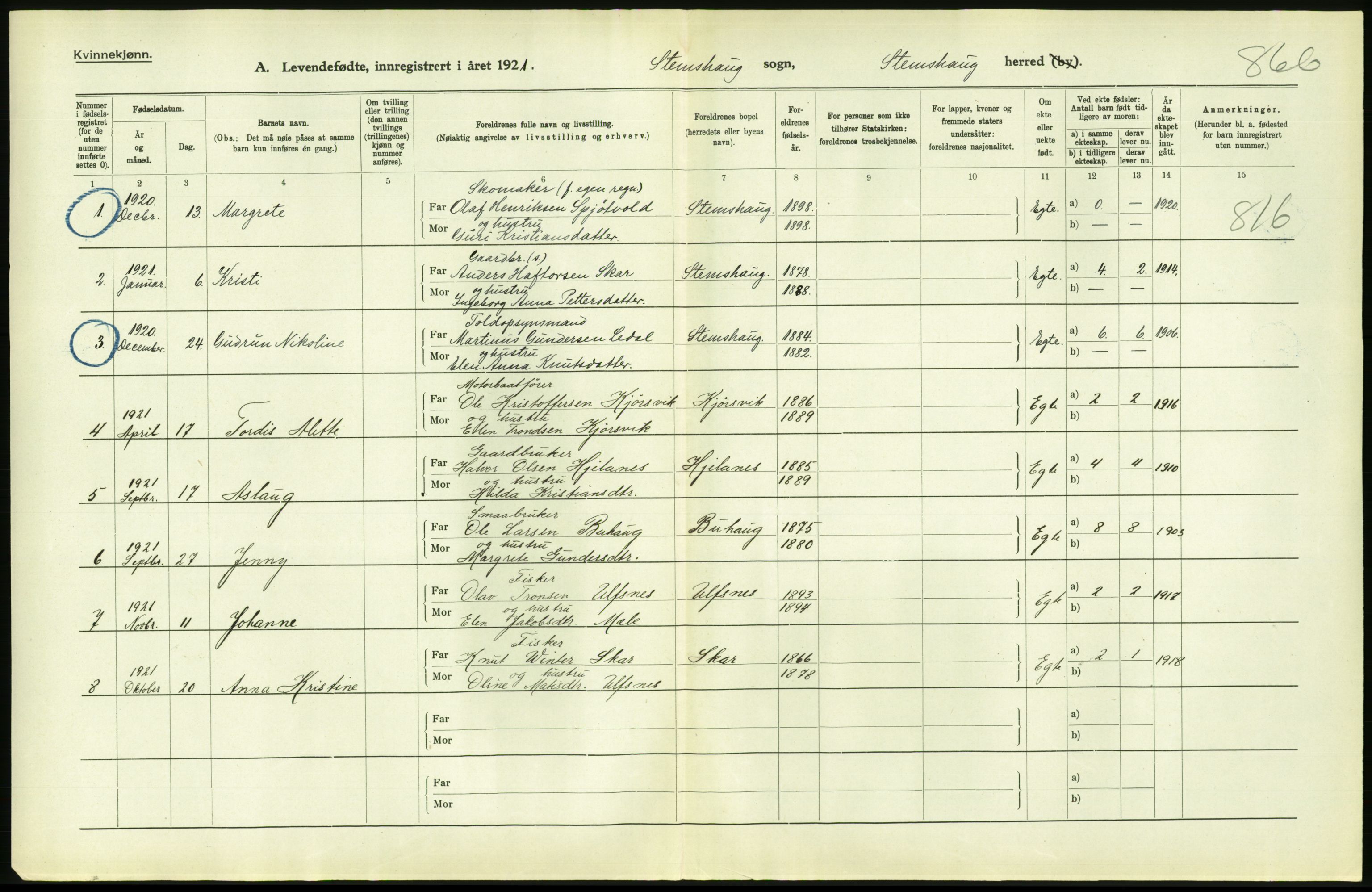 Statistisk sentralbyrå, Sosiodemografiske emner, Befolkning, RA/S-2228/D/Df/Dfc/Dfca/L0040: Møre fylke: Levendefødte menn og kvinner. Bygder., 1921, p. 738