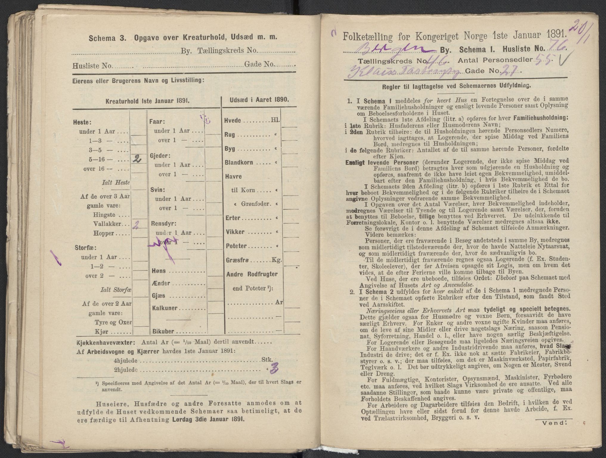 RA, 1891 Census for 1301 Bergen, 1891, p. 7644