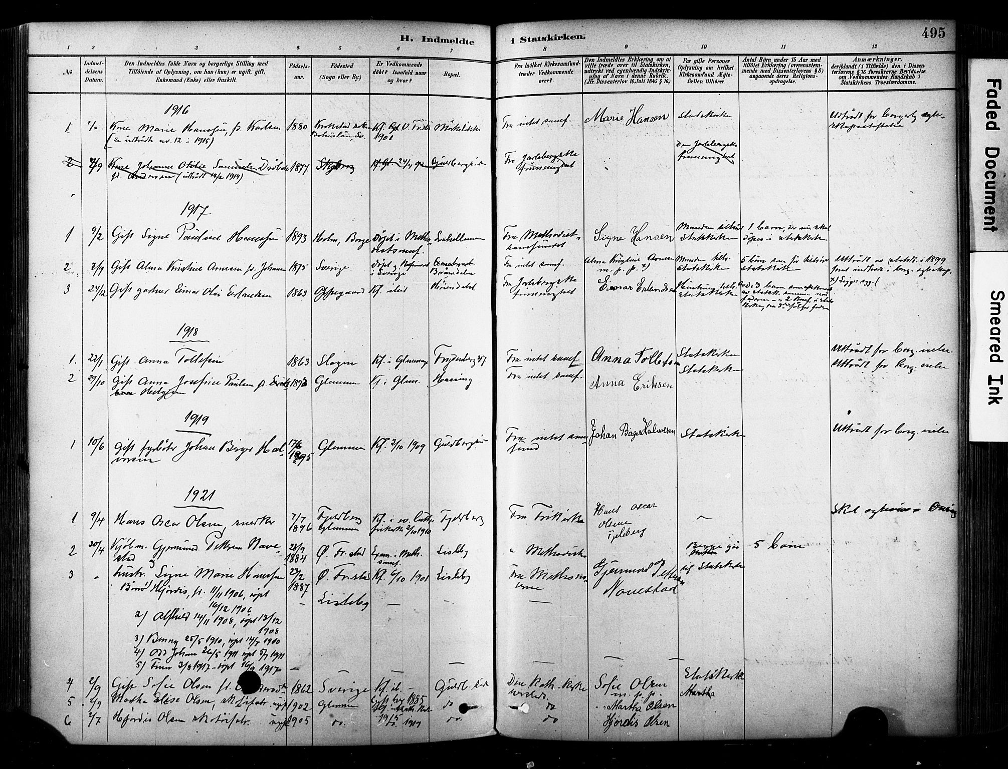 Glemmen prestekontor Kirkebøker, SAO/A-10908/F/Fa/L0012: Parish register (official) no. 12, 1878-1973, p. 495
