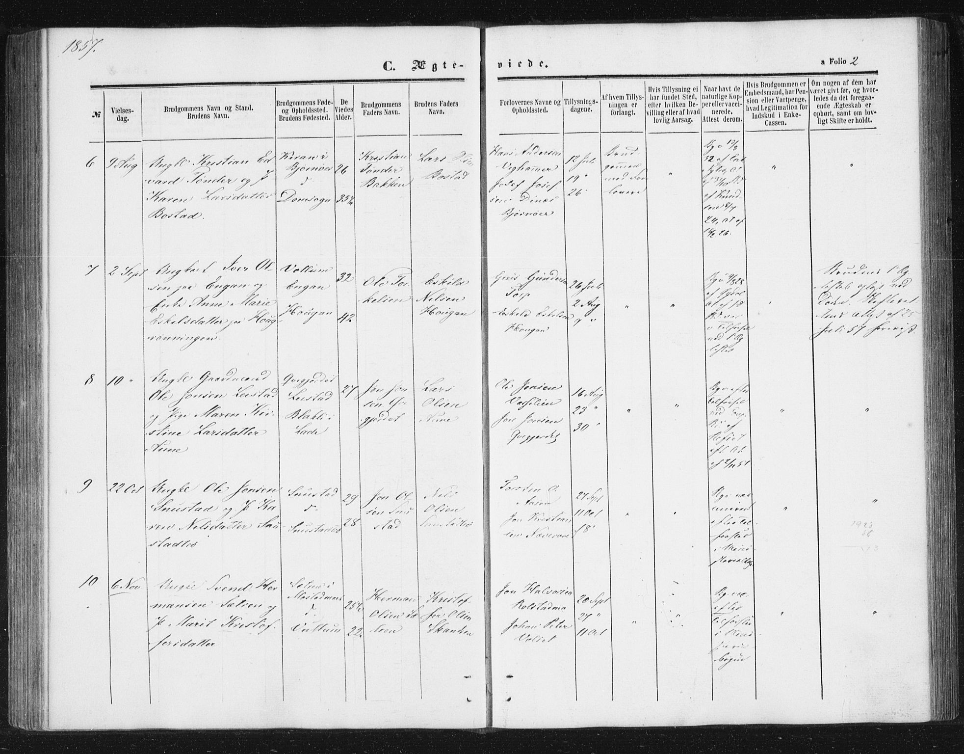 Ministerialprotokoller, klokkerbøker og fødselsregistre - Sør-Trøndelag, SAT/A-1456/616/L0408: Parish register (official) no. 616A05, 1857-1865, p. 2