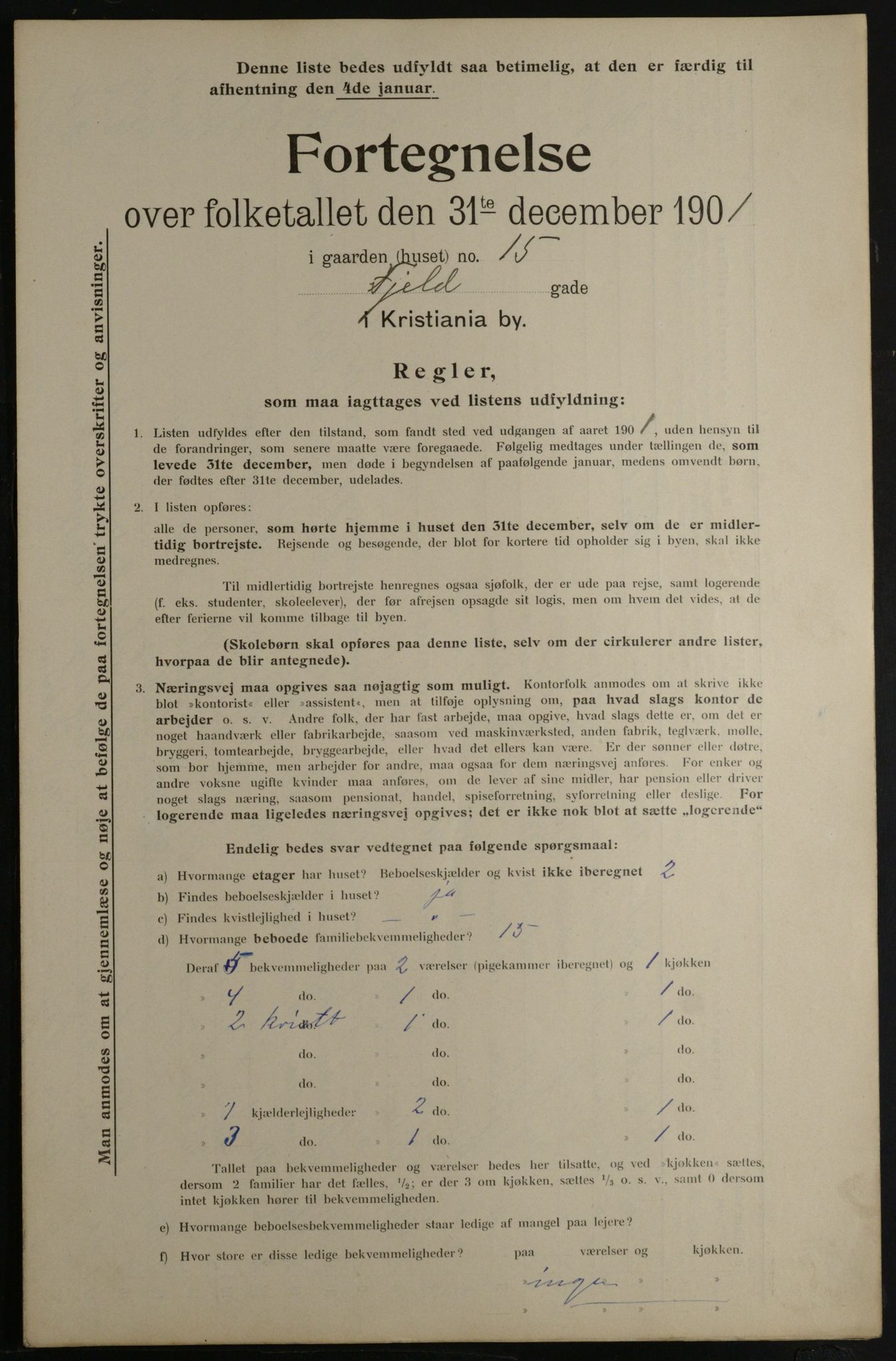 OBA, Municipal Census 1901 for Kristiania, 1901, p. 3956