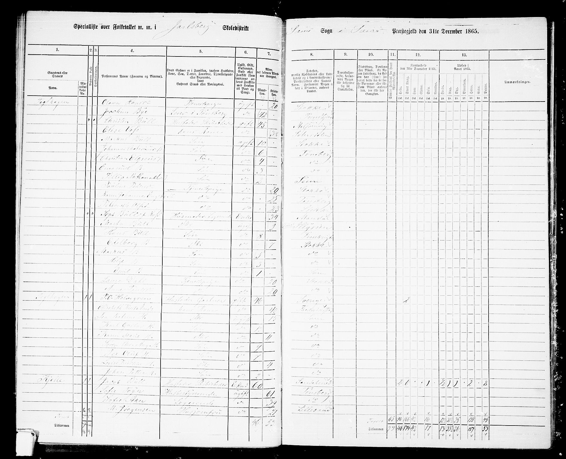 RA, 1865 census for Sem, 1865, p. 55