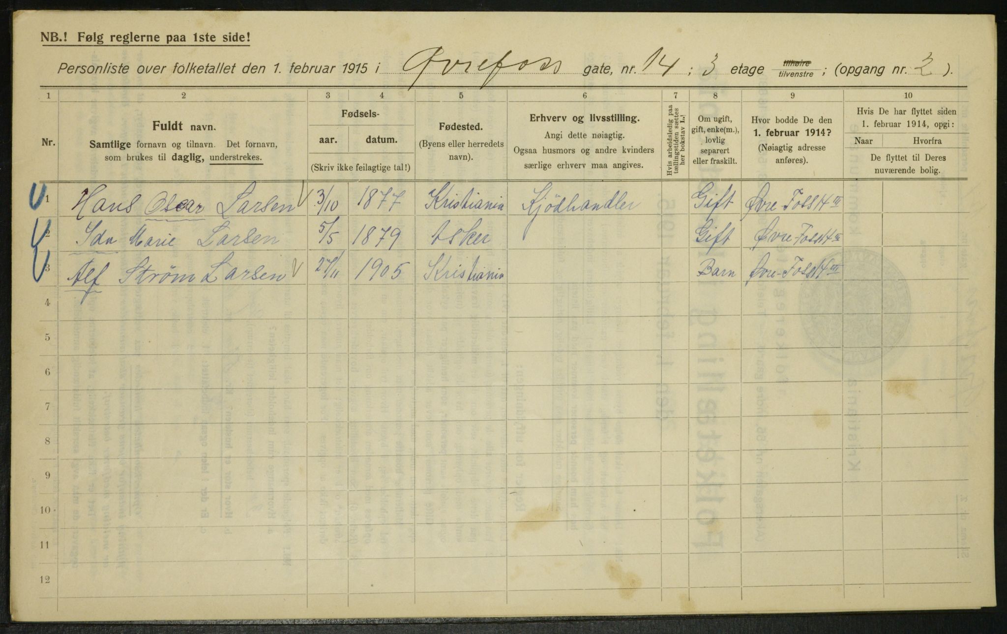 OBA, Municipal Census 1915 for Kristiania, 1915, p. 130361