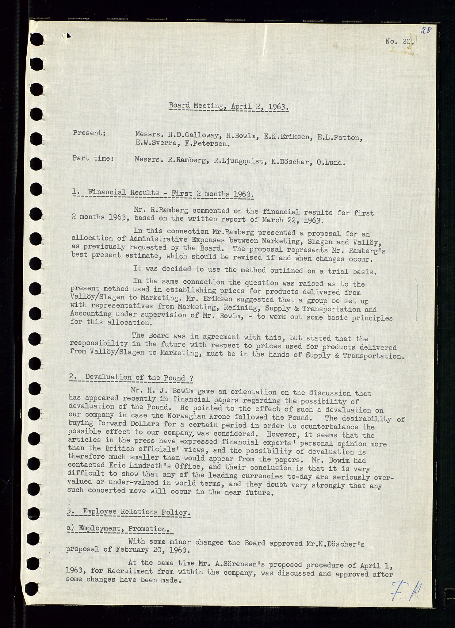 Pa 0982 - Esso Norge A/S, AV/SAST-A-100448/A/Aa/L0001/0004: Den administrerende direksjon Board minutes (styrereferater) / Den administrerende direksjon Board minutes (styrereferater), 1963-1964, p. 233