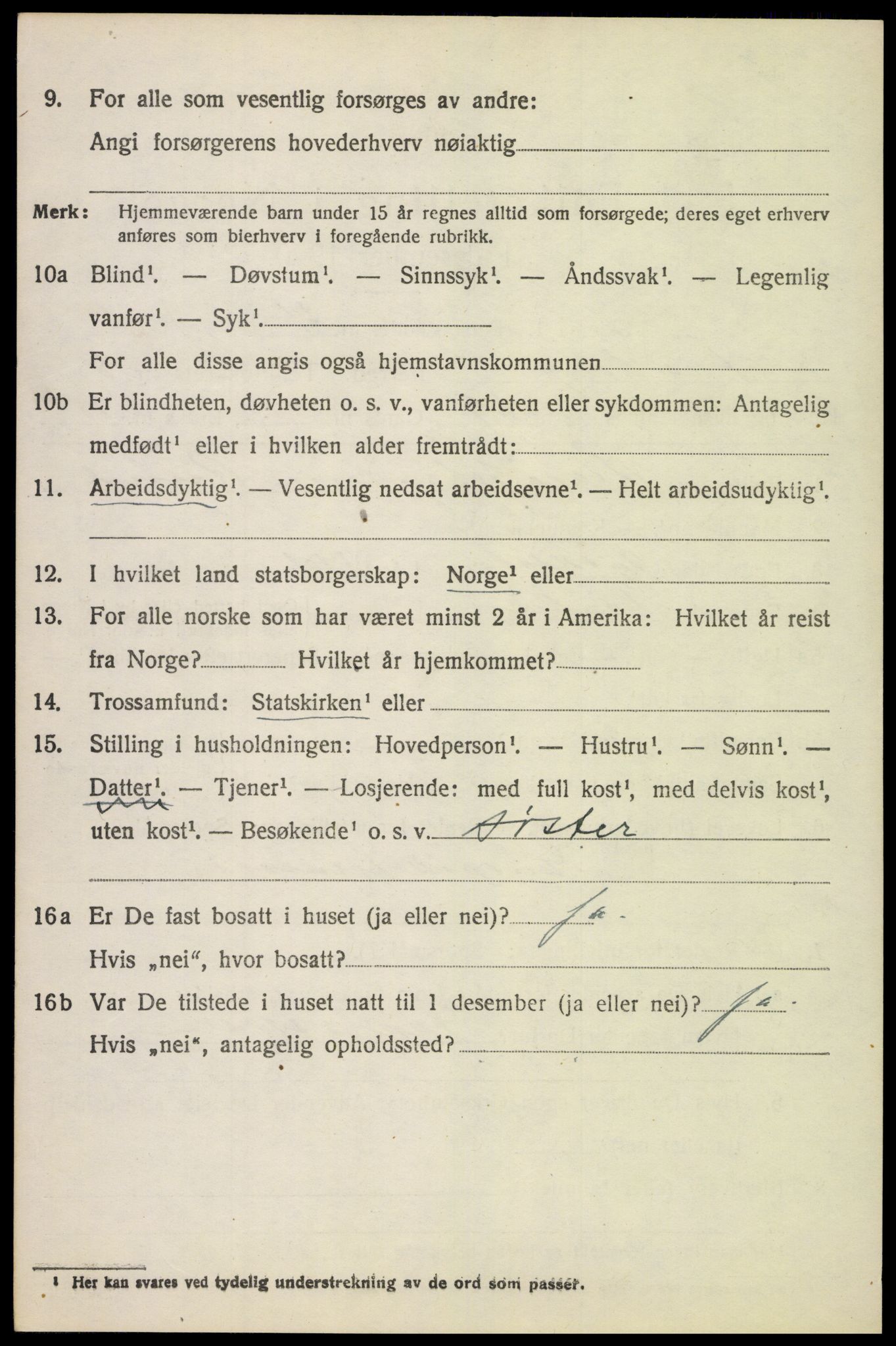 SAH, 1920 census for Fåberg, 1920, p. 10033