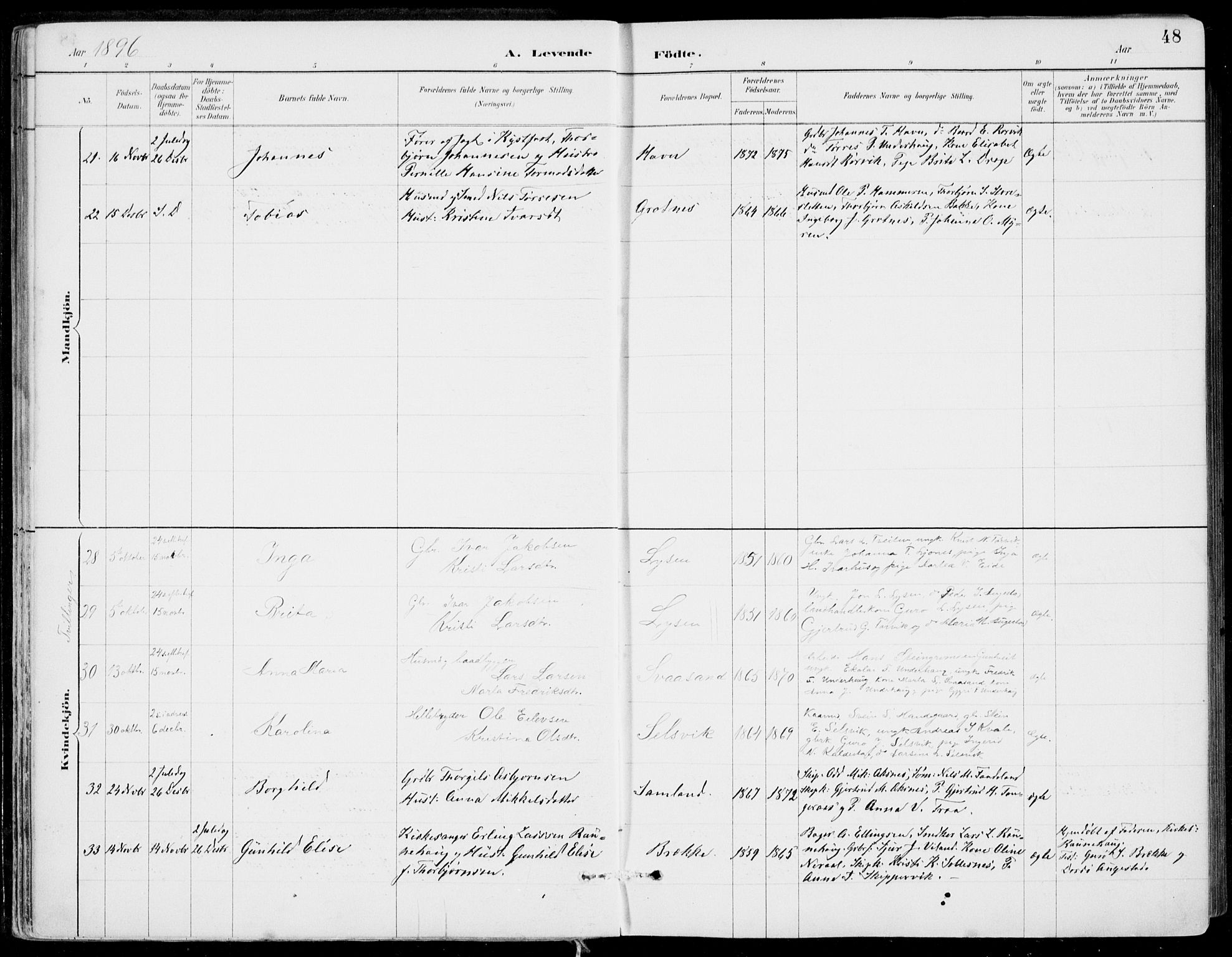 Strandebarm sokneprestembete, SAB/A-78401/H/Haa: Parish register (official) no. E  1, 1886-1908, p. 48
