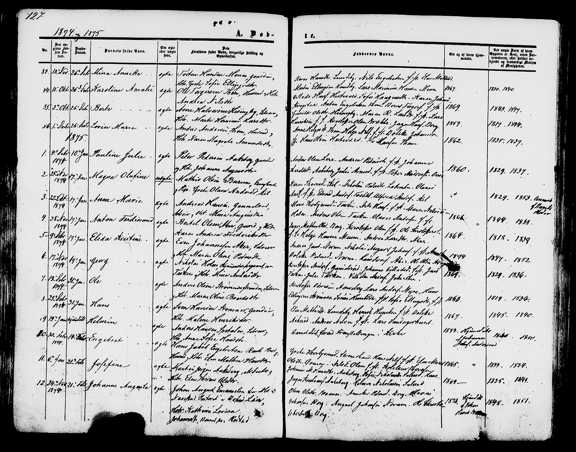 Råde prestekontor kirkebøker, AV/SAO-A-2009/F/Fa/L0006: Parish register (official) no. 6, 1854-1877, p. 127