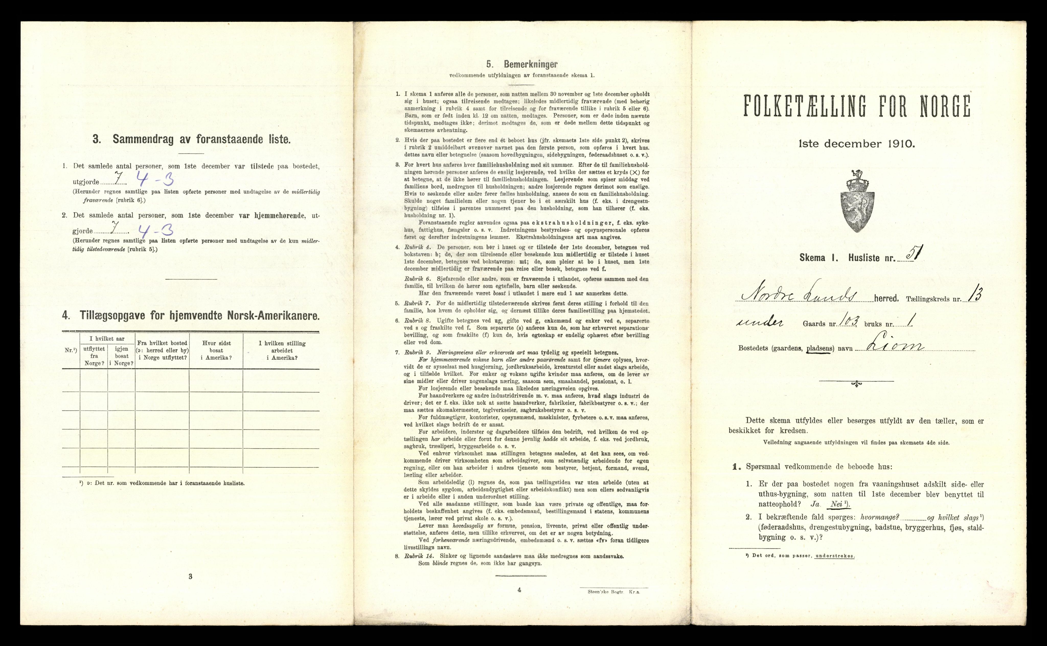 RA, 1910 census for Nordre Land, 1910, p. 1445