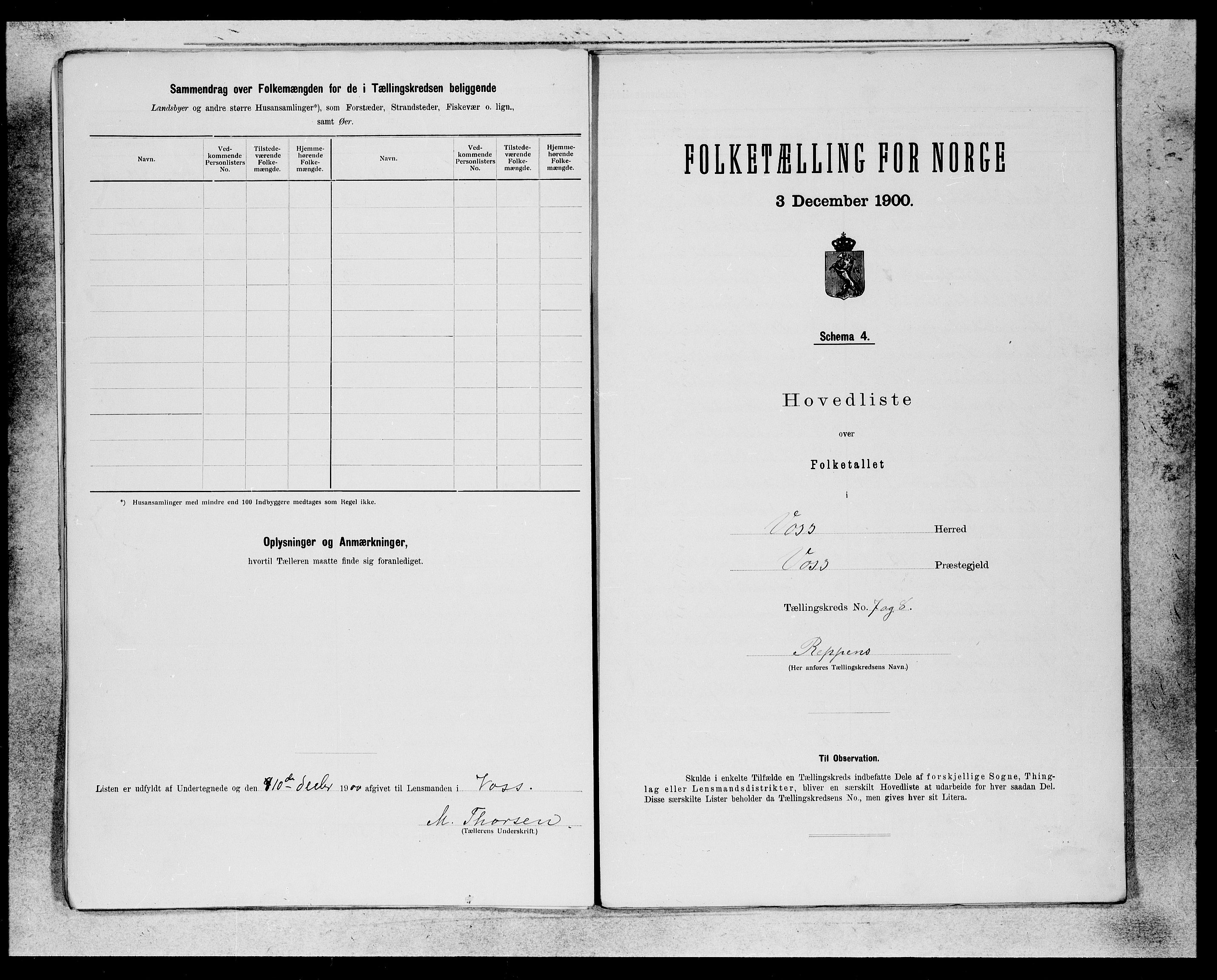 SAB, 1900 census for Voss, 1900, p. 15