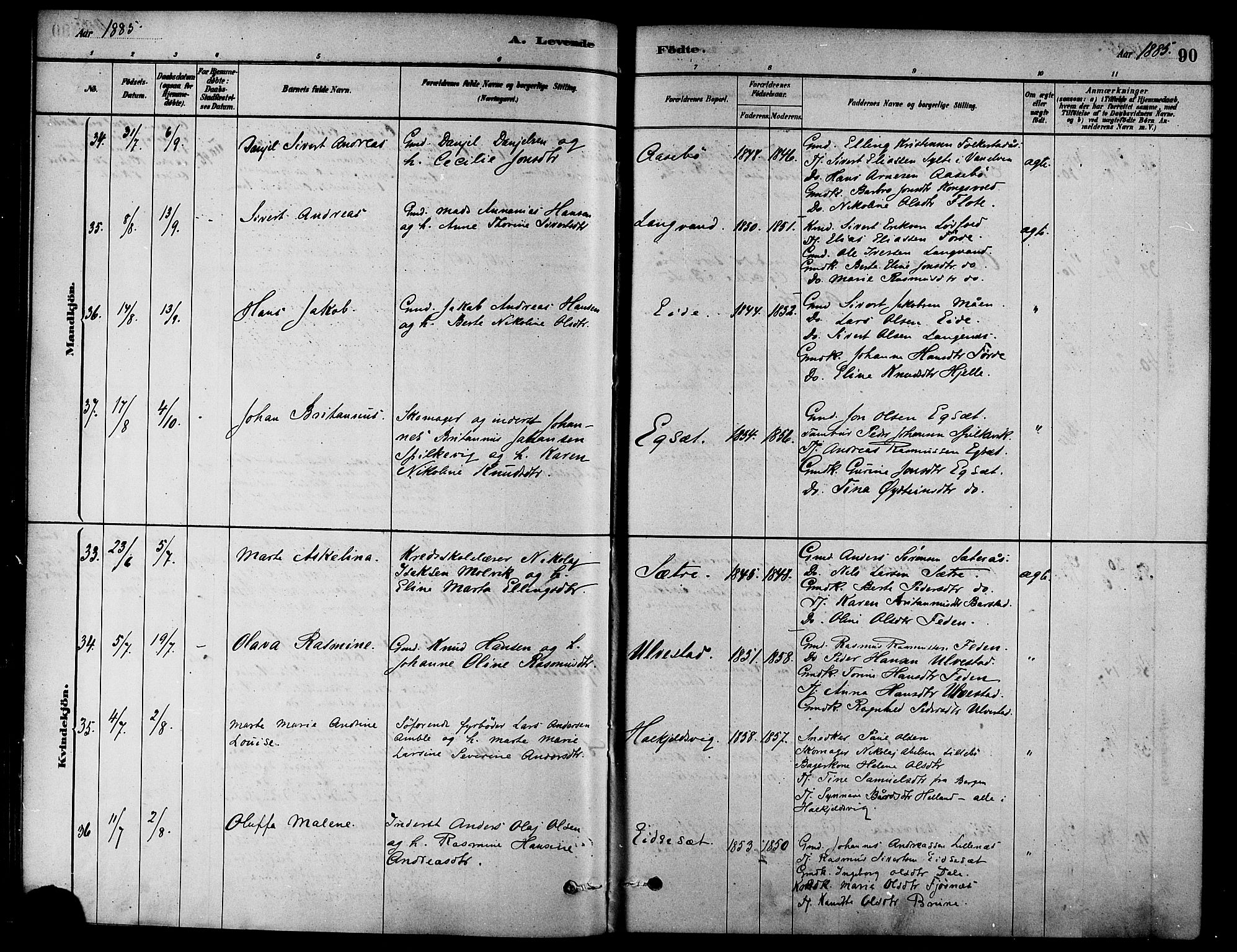 Ministerialprotokoller, klokkerbøker og fødselsregistre - Møre og Romsdal, AV/SAT-A-1454/511/L0141: Parish register (official) no. 511A08, 1878-1890, p. 90