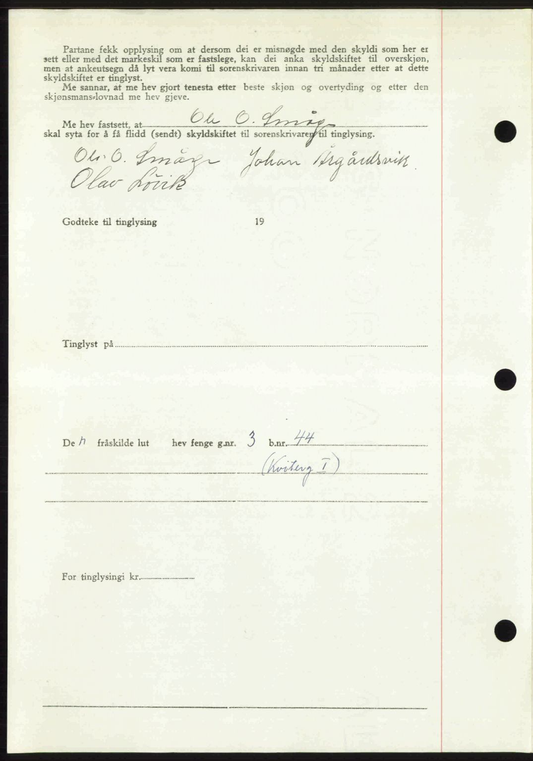 Romsdal sorenskriveri, AV/SAT-A-4149/1/2/2C: Mortgage book no. A29, 1949-1949, Diary no: : 1105/1949