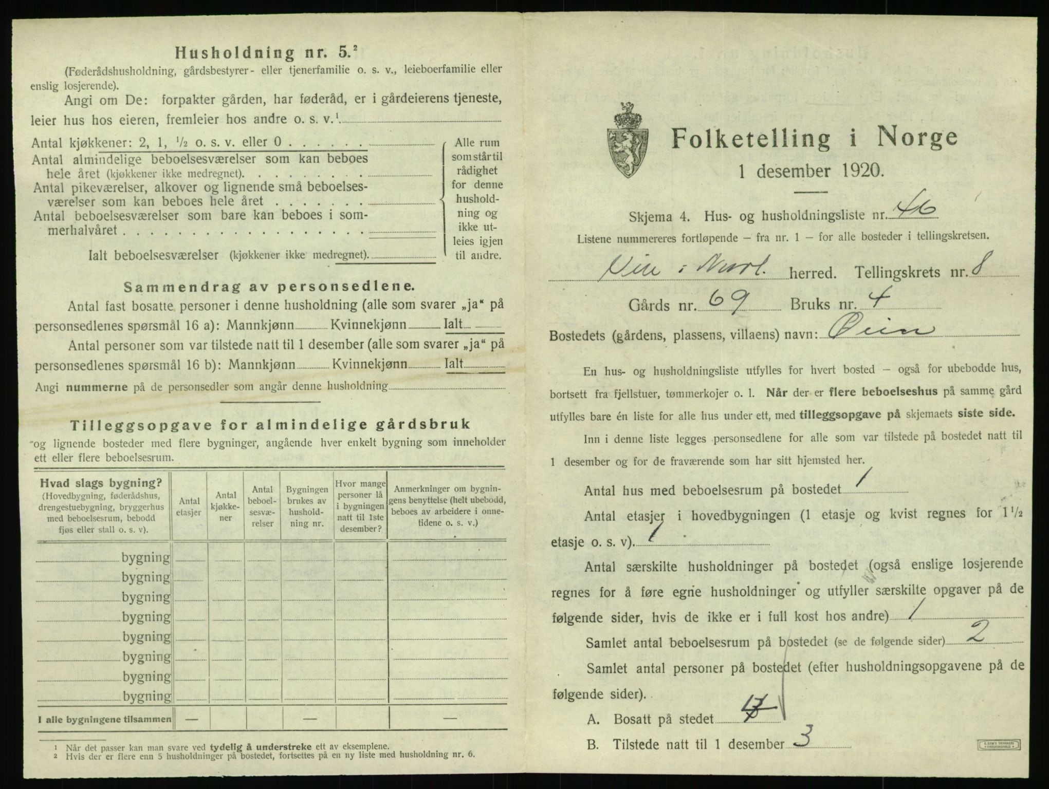 SAT, 1920 census for Vik, 1920, p. 855