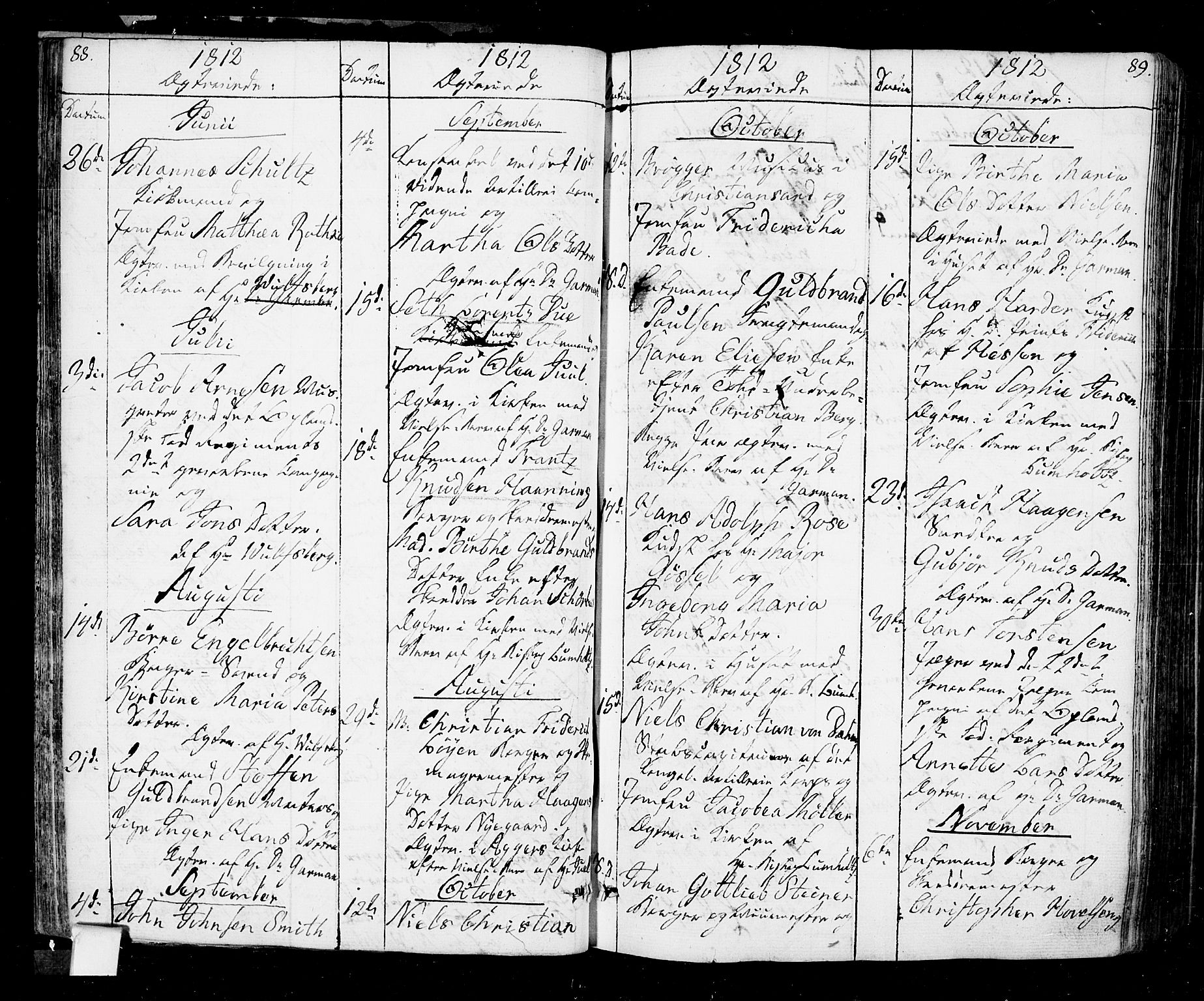 Oslo domkirke Kirkebøker, SAO/A-10752/F/Fa/L0006: Parish register (official) no. 6, 1807-1817, p. 88-89