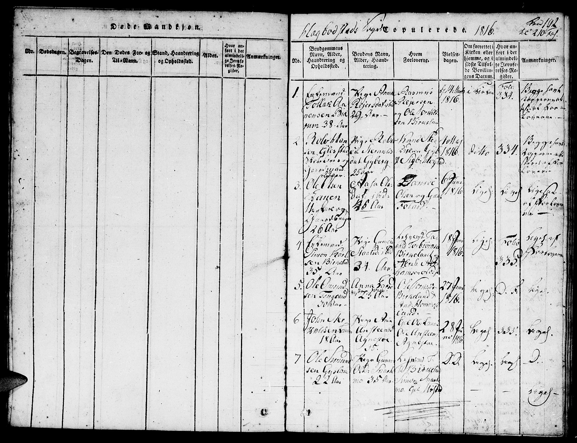 Hægebostad sokneprestkontor, SAK/1111-0024/F/Fa/Faa/L0002: Parish register (official) no. A 2 /1, 1816-1825, p. 192